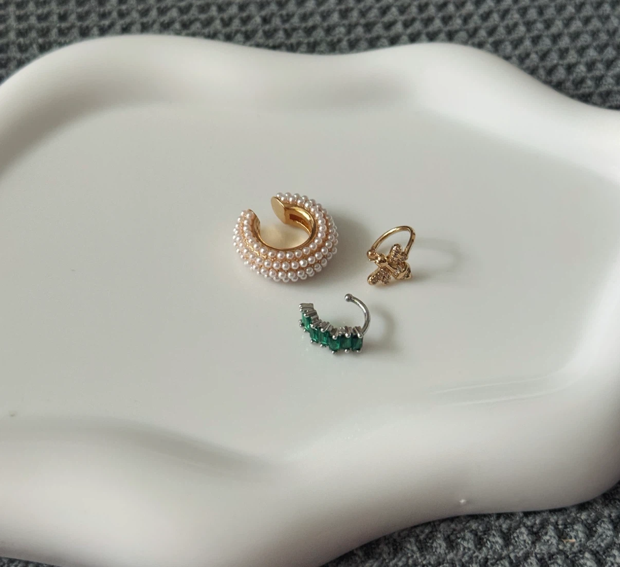 Rhinestone & Pearl Ear Cuff Set – 3 Pieces - photo 2