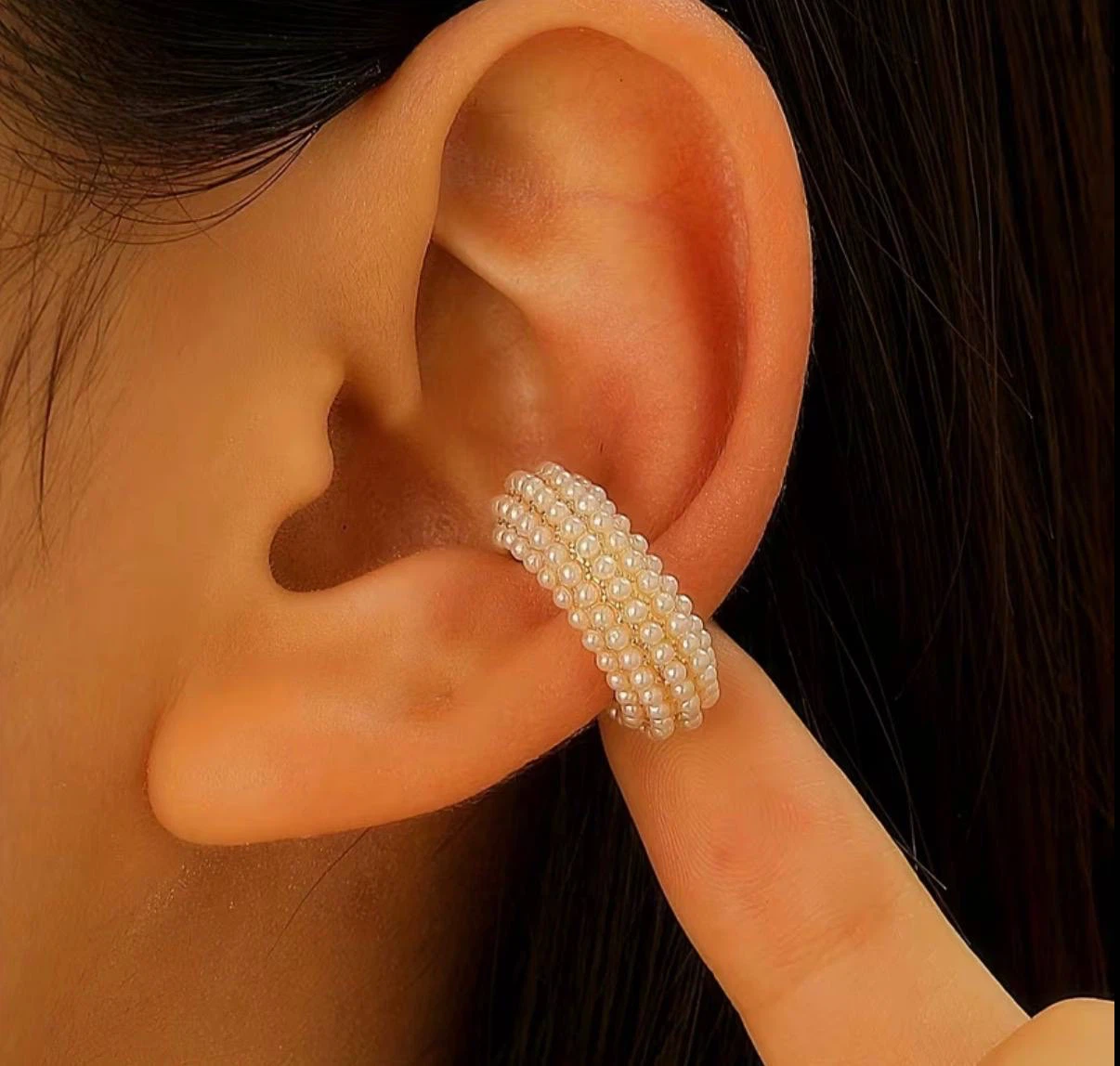 Rhinestone & Pearl Ear Cuff Set – 3 Pieces - photo 5