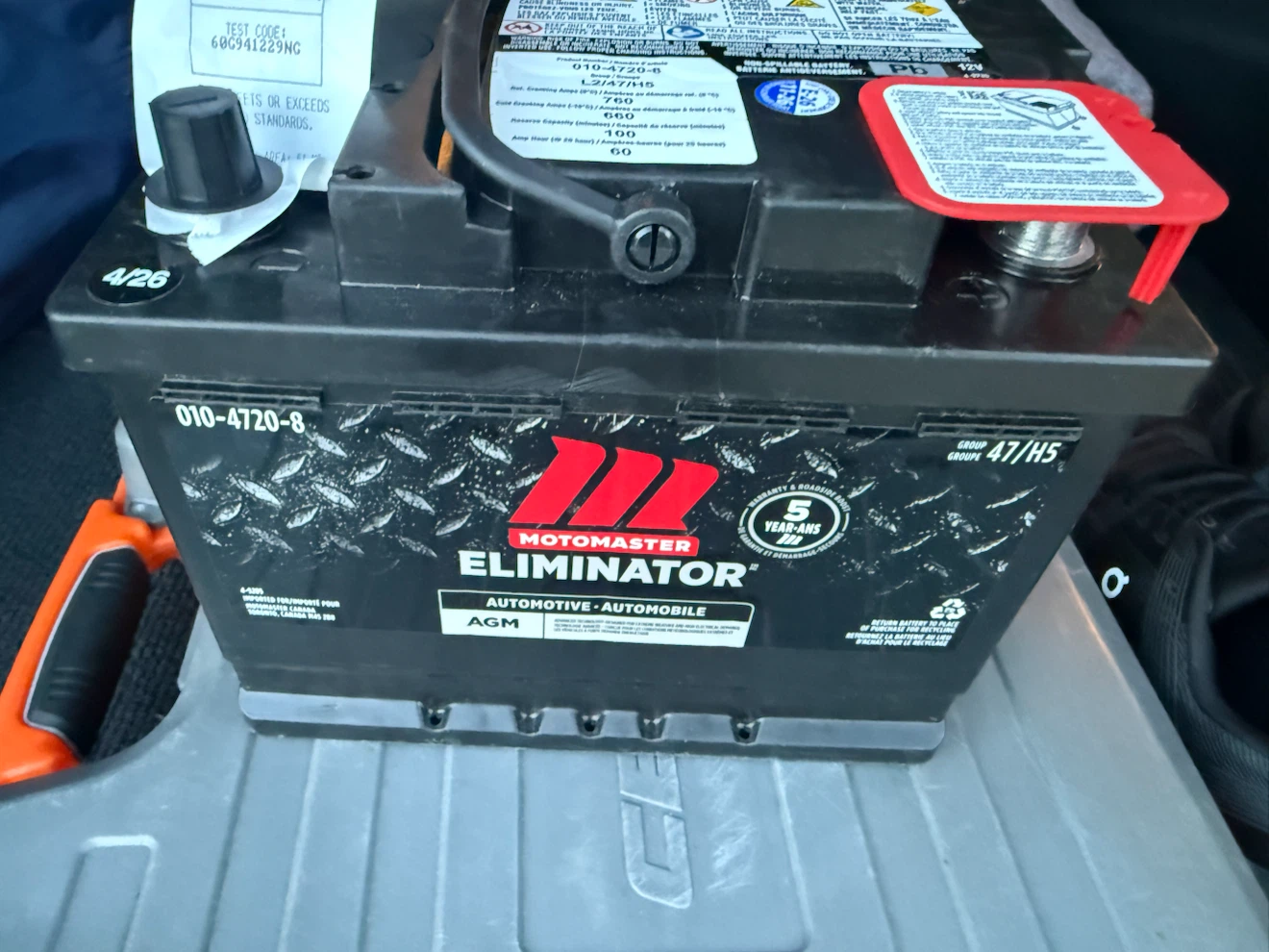 Motomaster Eliminator AGM Automotive Battery 47/H5