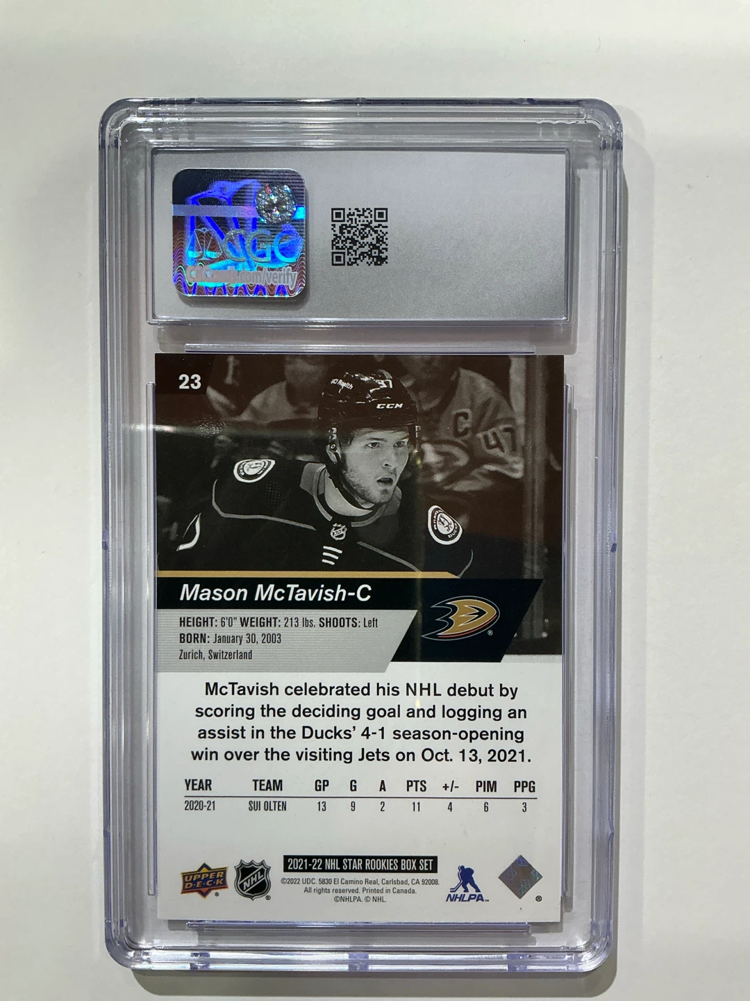 2021-22 Upper Deck NHL Star Rookies Mason McTavish Rookie Card - photo 2