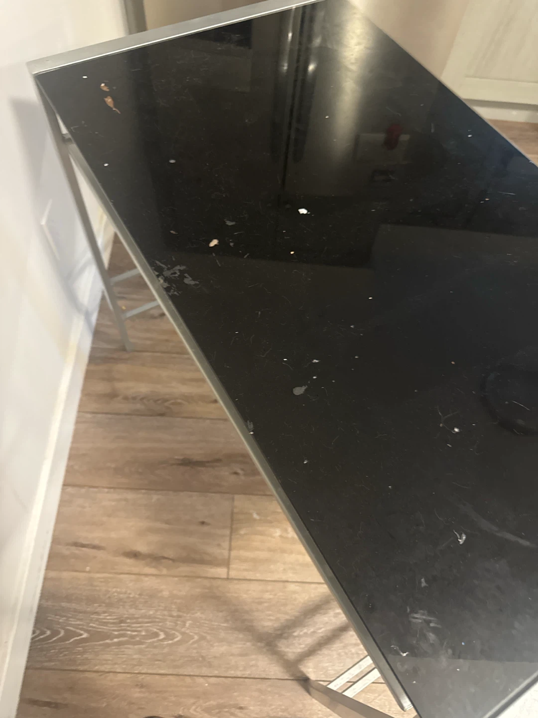 Black Glass Top Desk with Silver Frame - photo 2