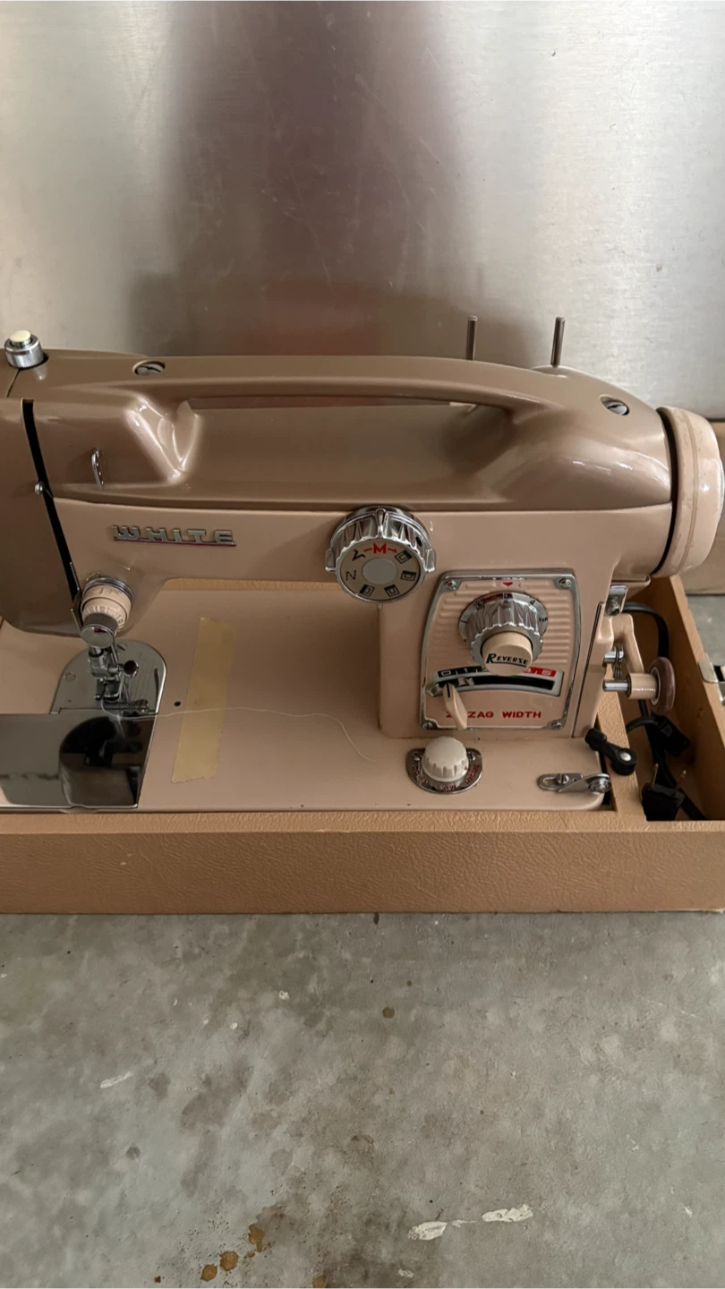 White Sewing Machine in Case