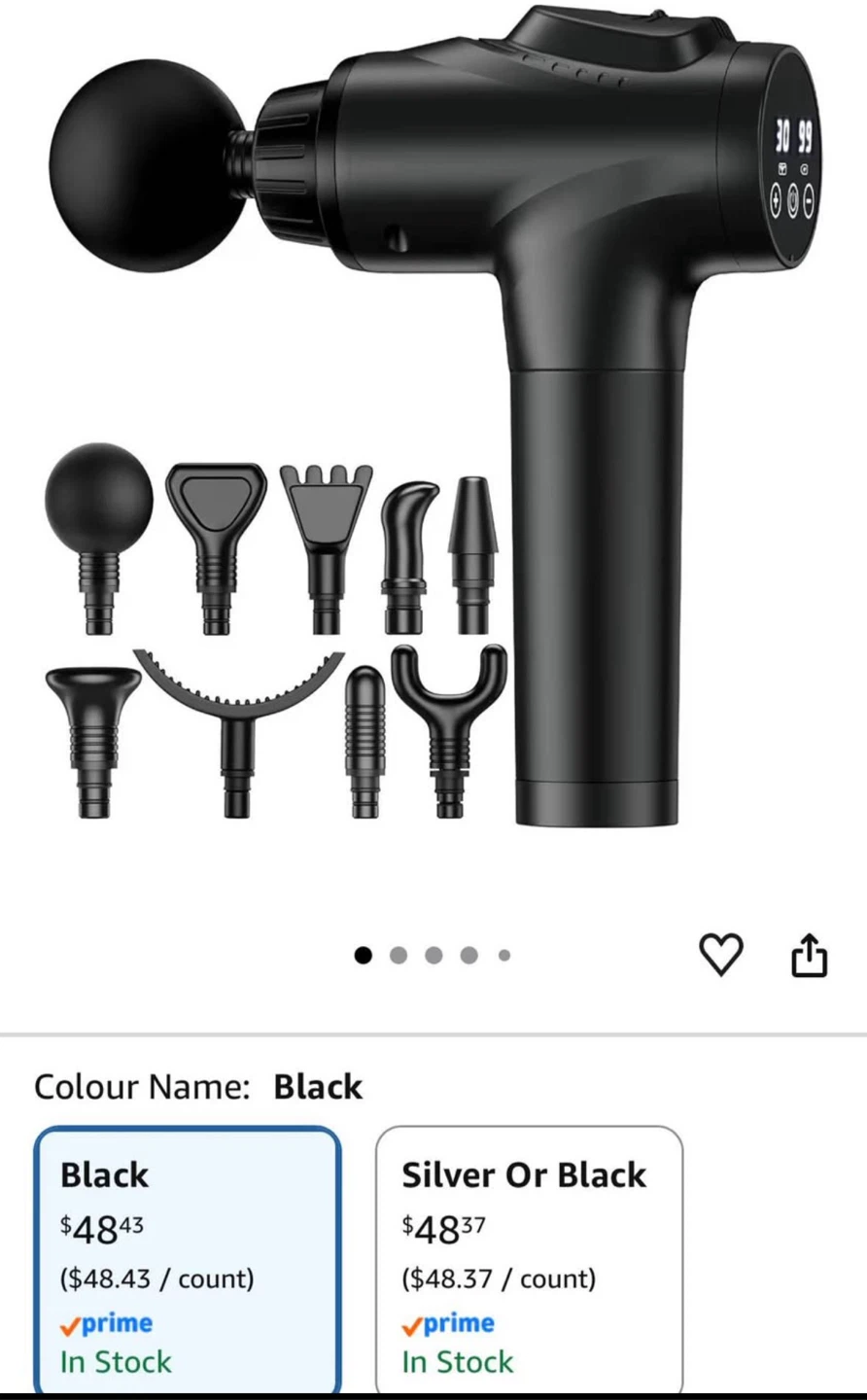Black Massage Gun with 9 Heads