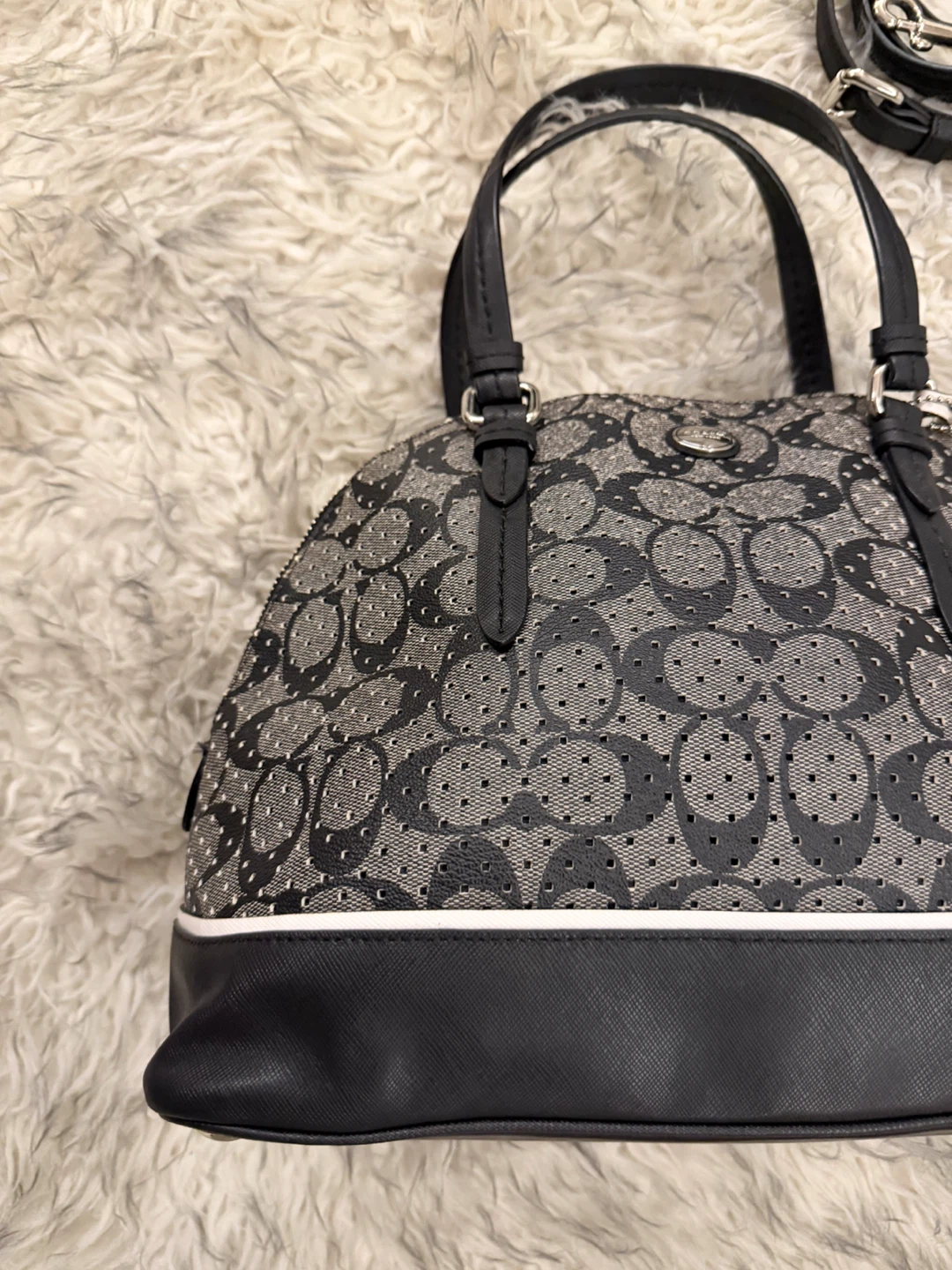 Coach ‘Peyton’ Perforated Dome Satchel - Black - photo 3