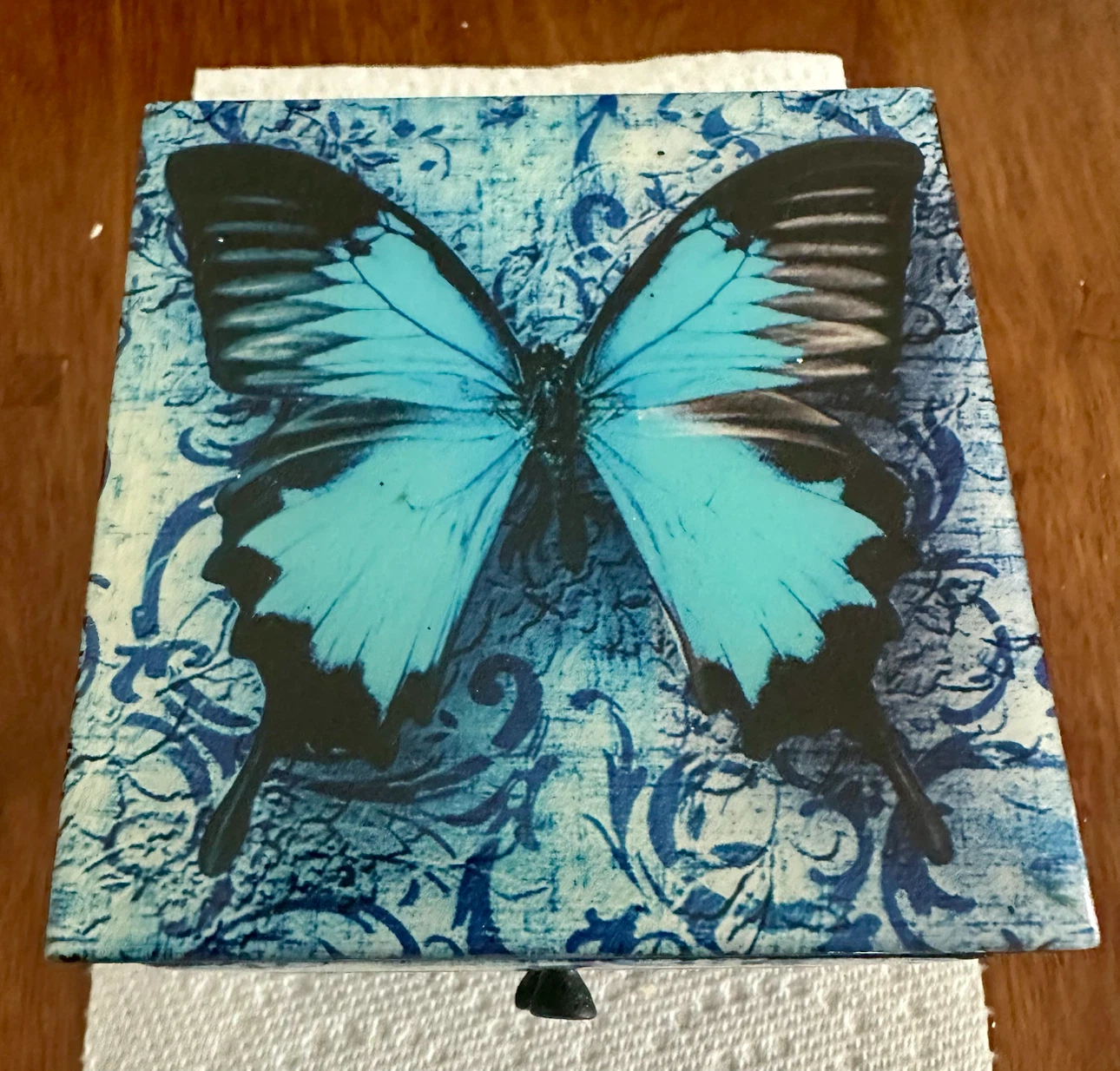 Blue Butterfly 2-Drawer Trinket Box