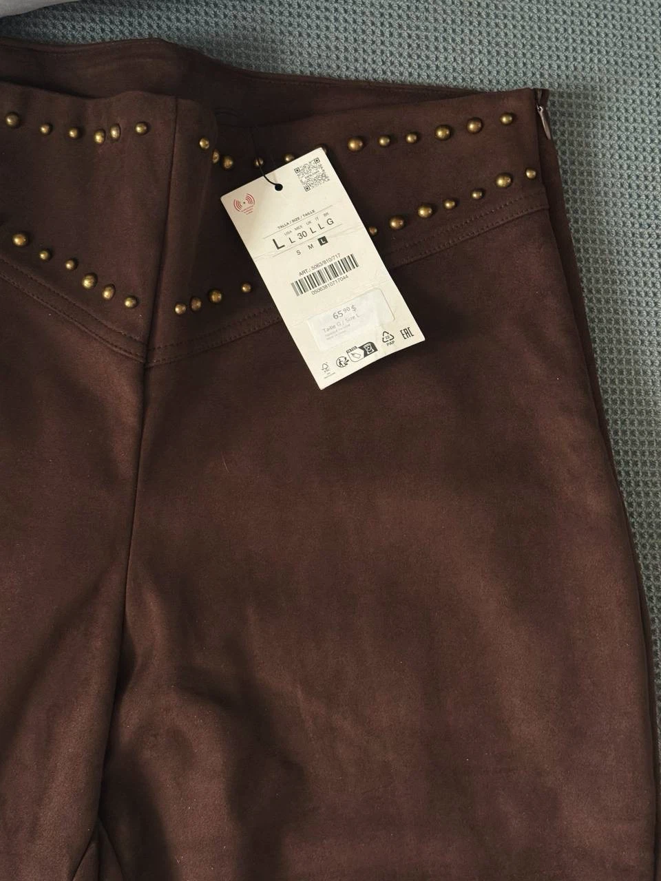 Dark brown studded flared pants Zara, size L - photo 5