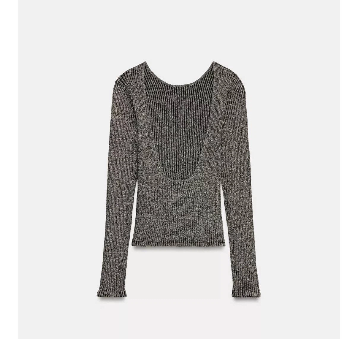 Zara Ribbed Open-Back Knit Top – Size M - photo 4