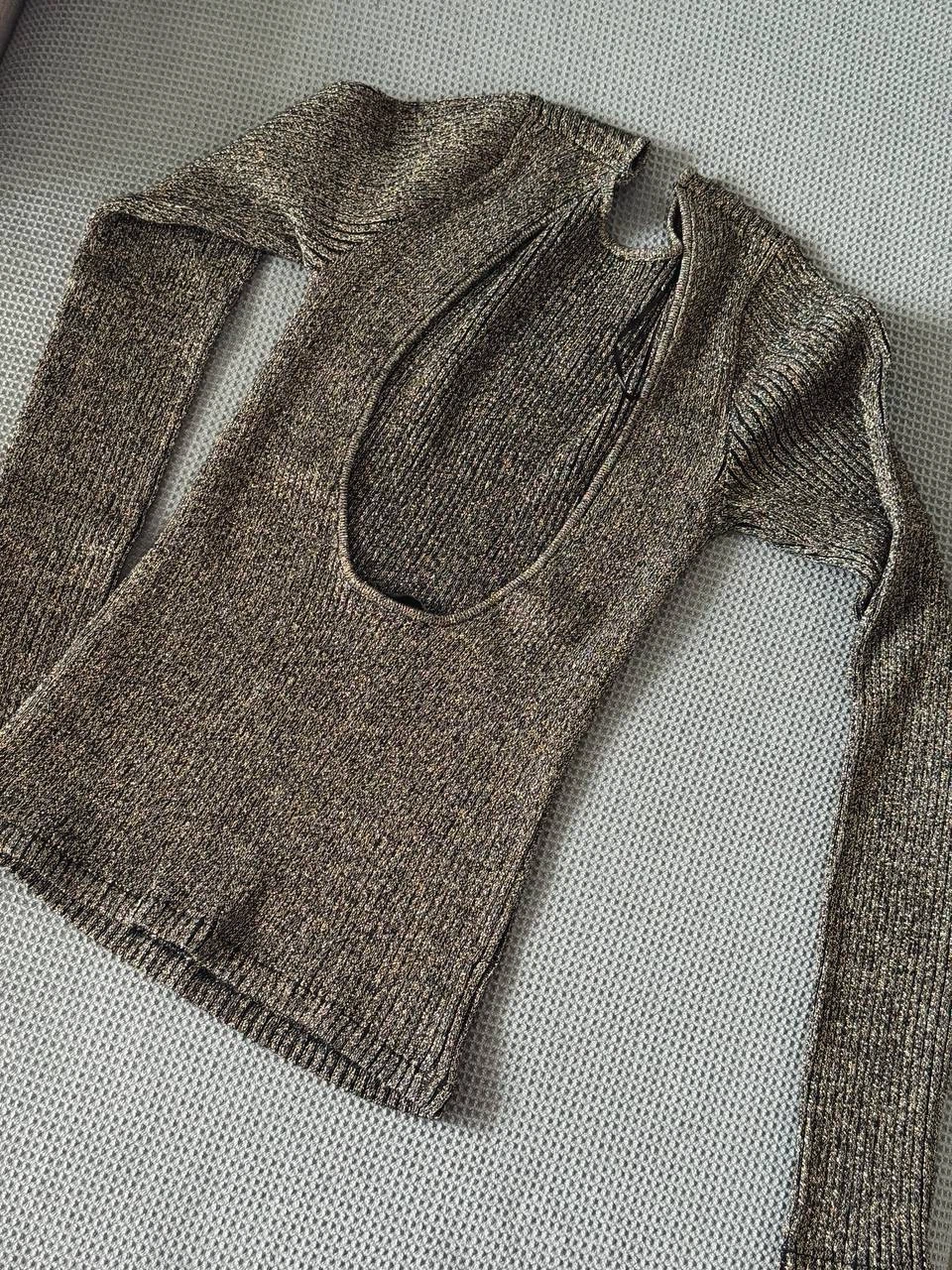 Zara Ribbed Open-Back Knit Top – Size M - photo 5
