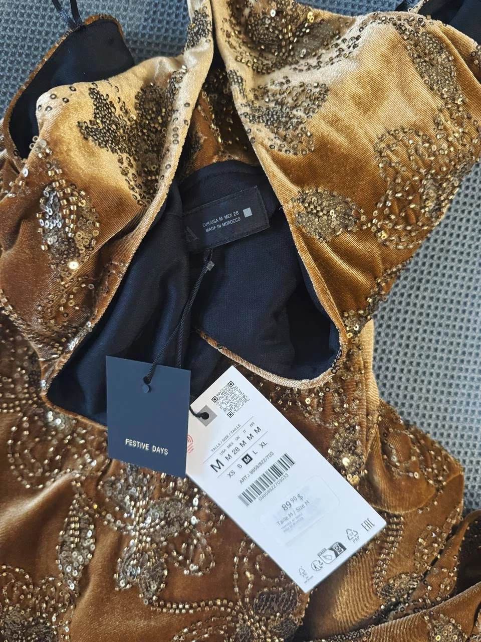 ZARA Sequin Velvet Midi Dress – Size M (New) - photo 3