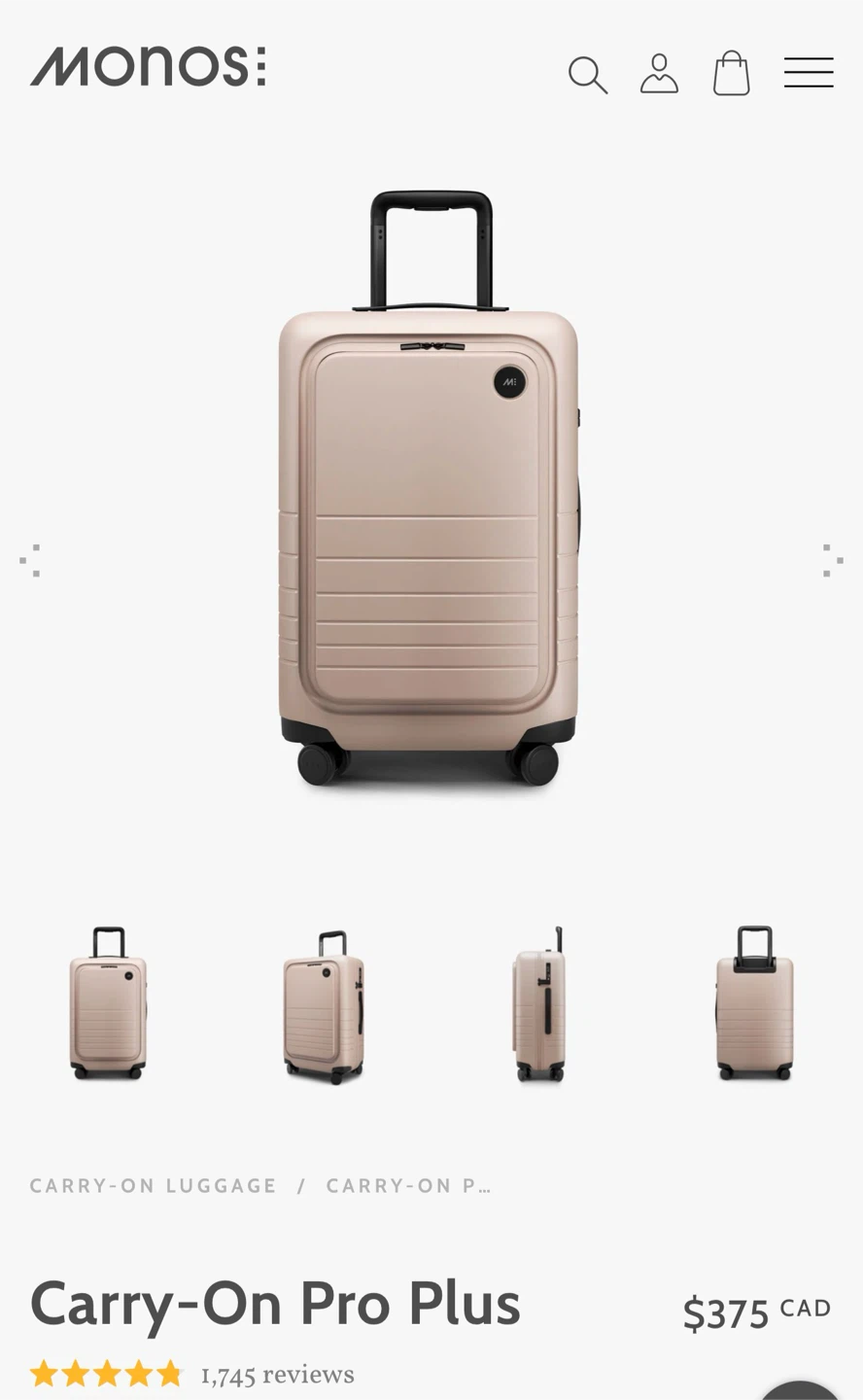 Monos Carry-On Pro Plus Luggage