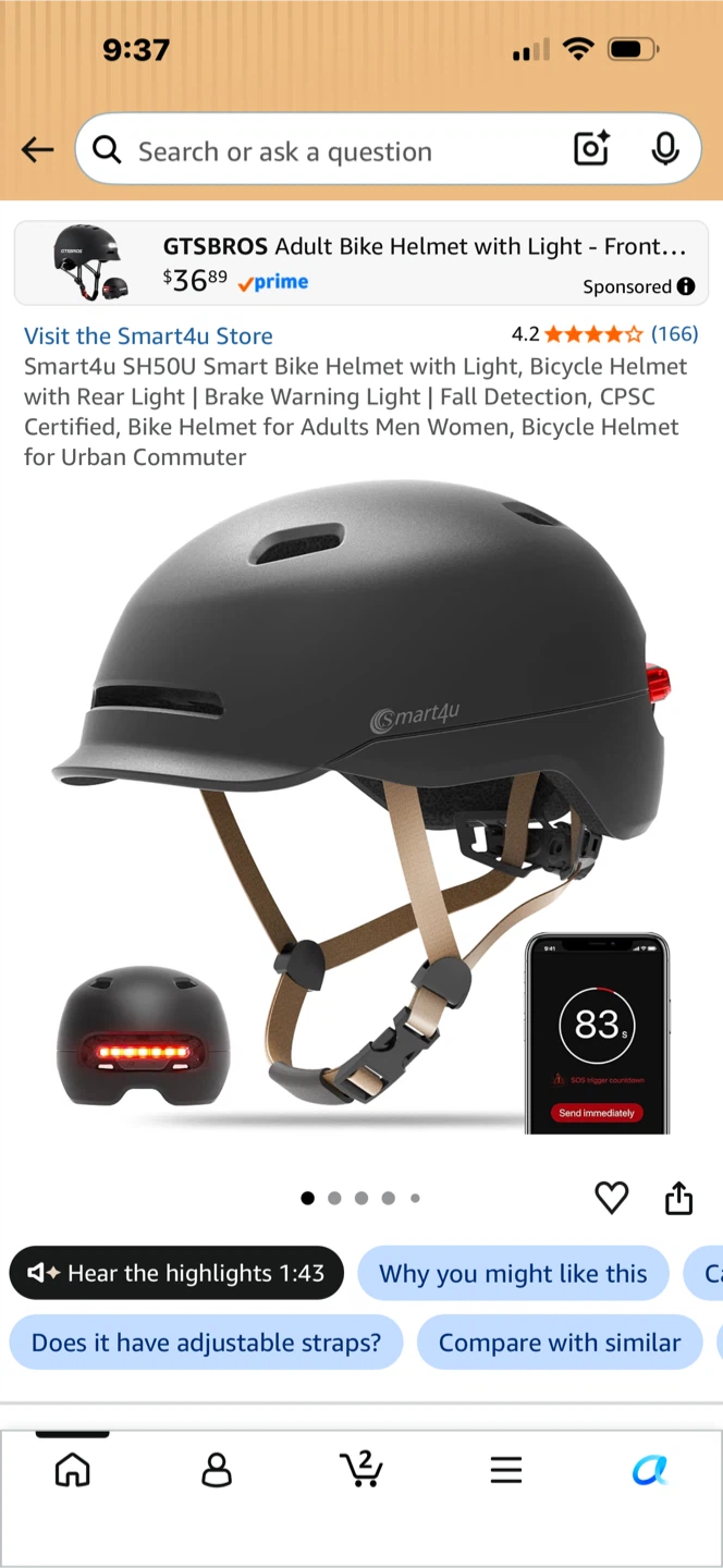 Smart4u SH50U Smart Bike Helmet with Light - Large