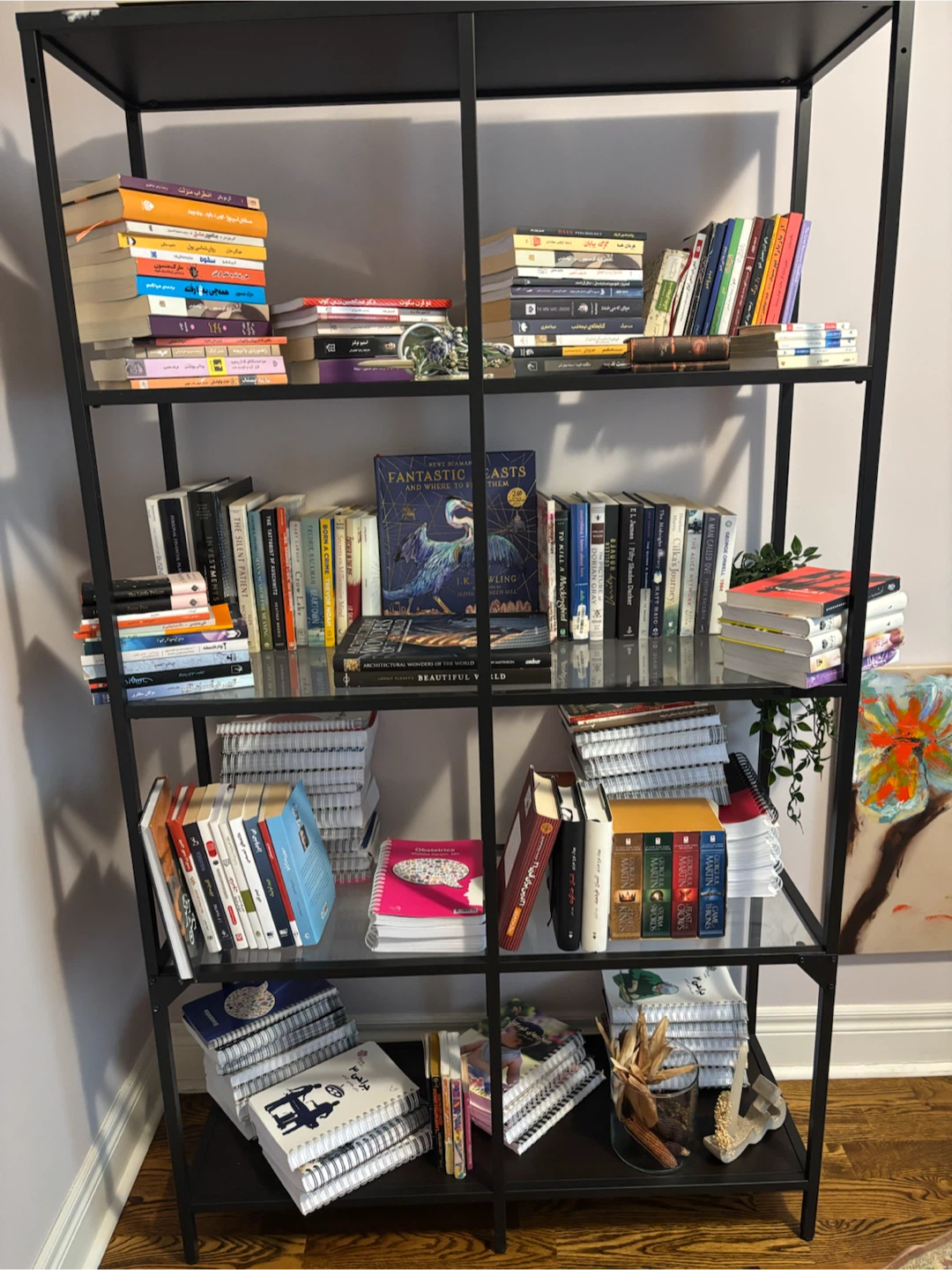 Black metal shelf with a table - photo 3
