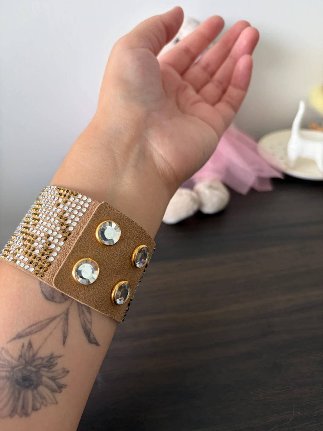 Vintage Swarovski Crystal Pave Leather Wrap Bracelet - photo 2