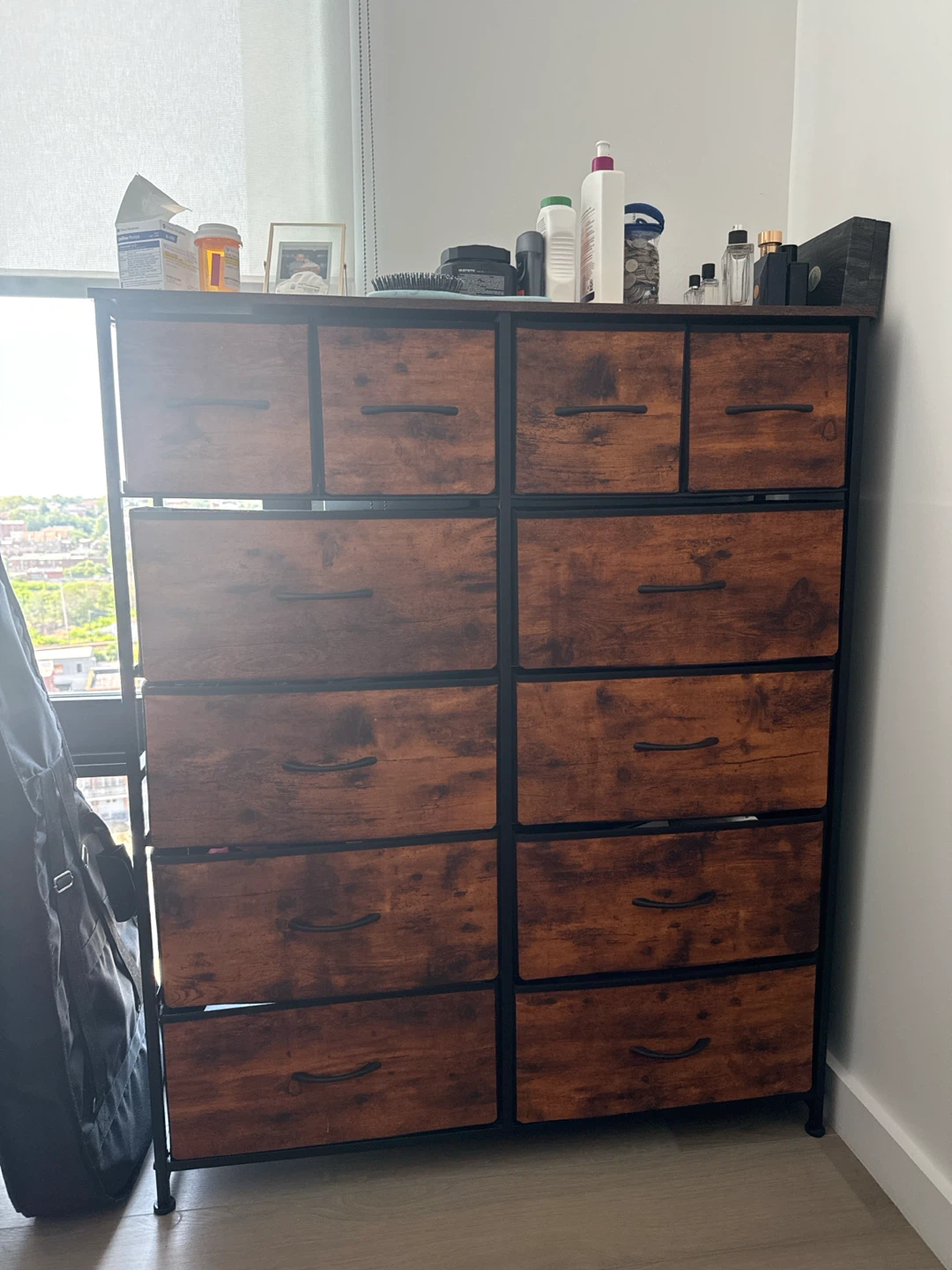 10 Drawer Dresser with Rustic Wood Finish