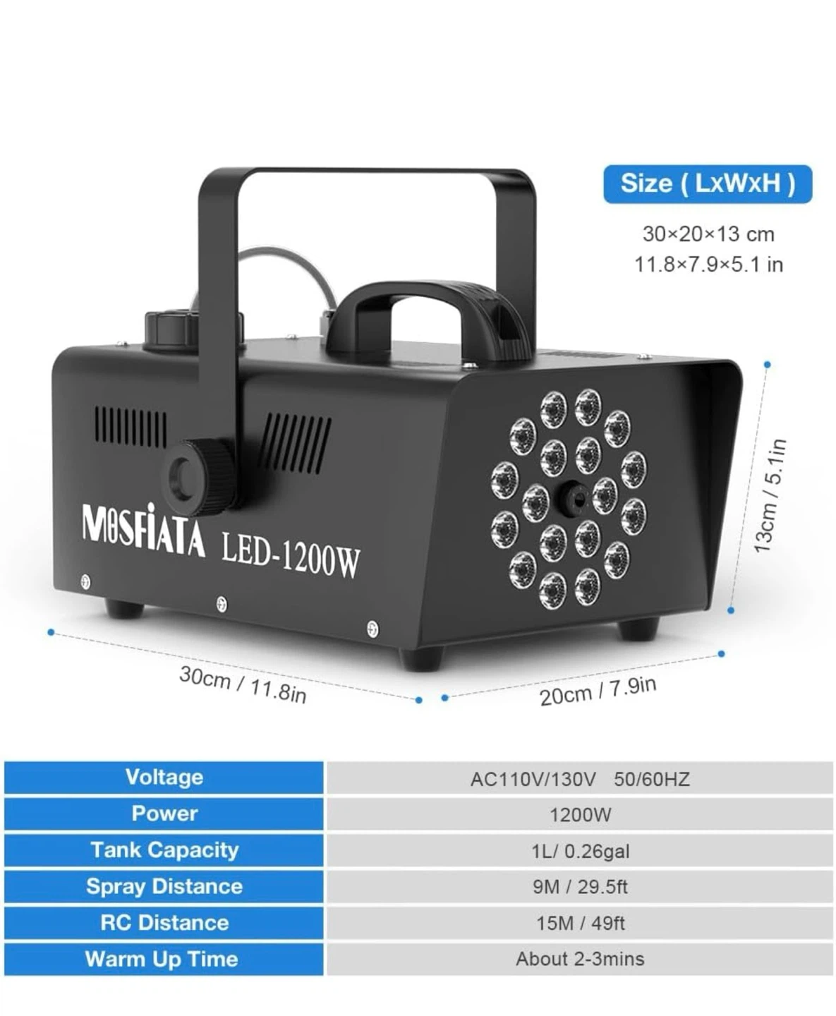 MOSFIATA LED-1200W Fog Machine with 18 RGB LED Lights F01 - photo 2