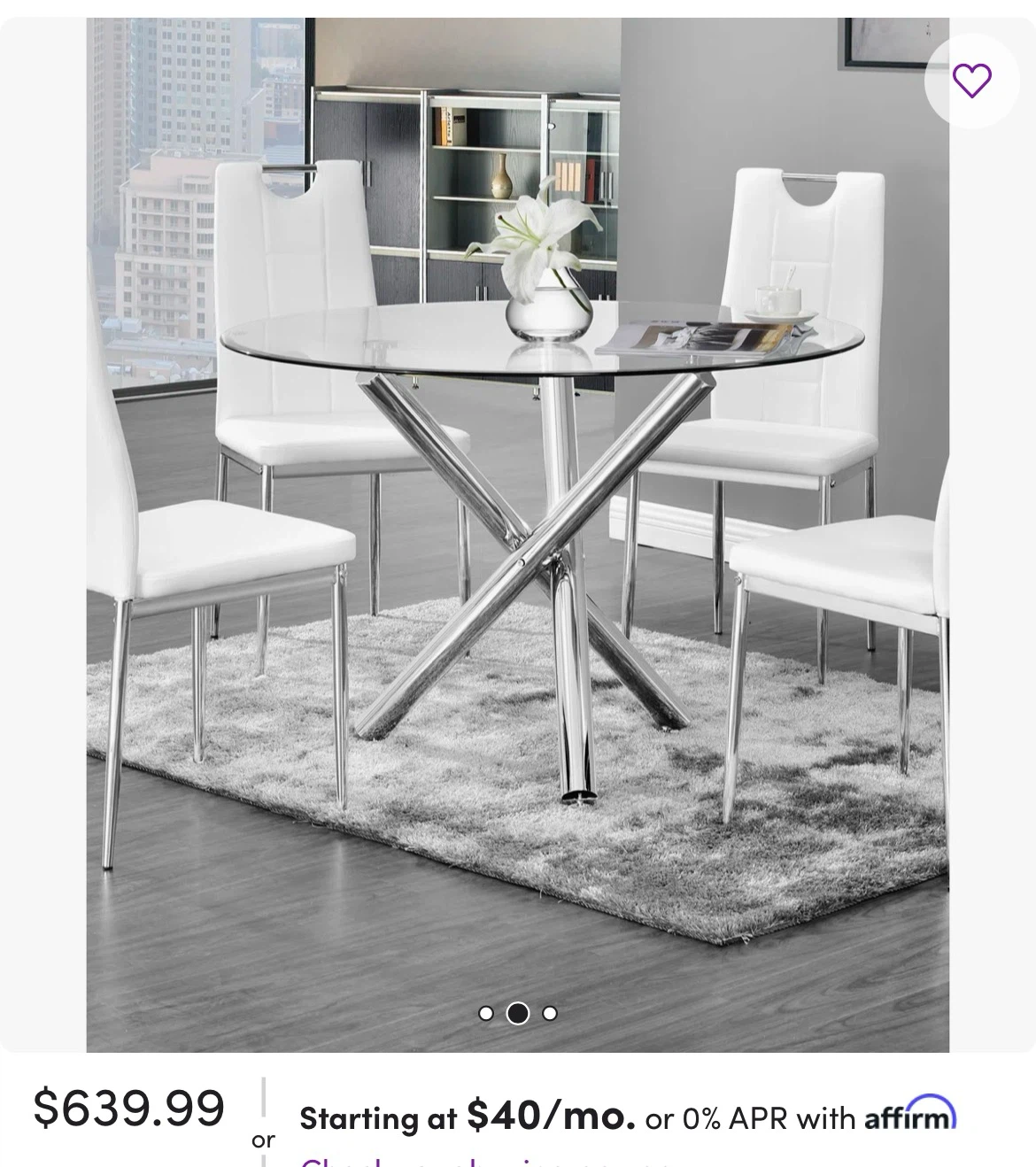 Glass Top Dining Table with 4 White Chairs - photo 2