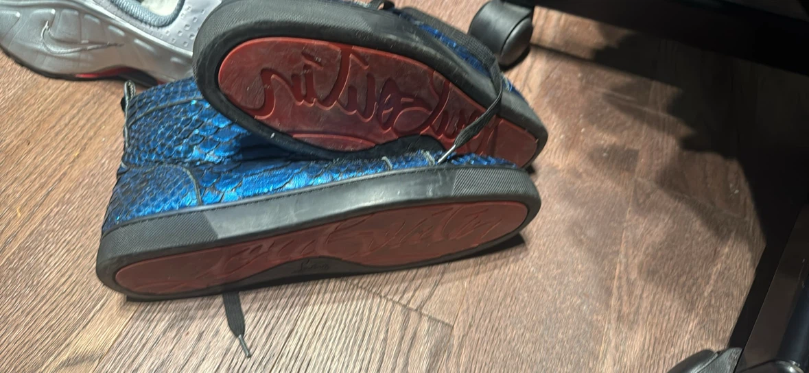 Christian Louboutin Blue Python High Top Sneakers Size 41