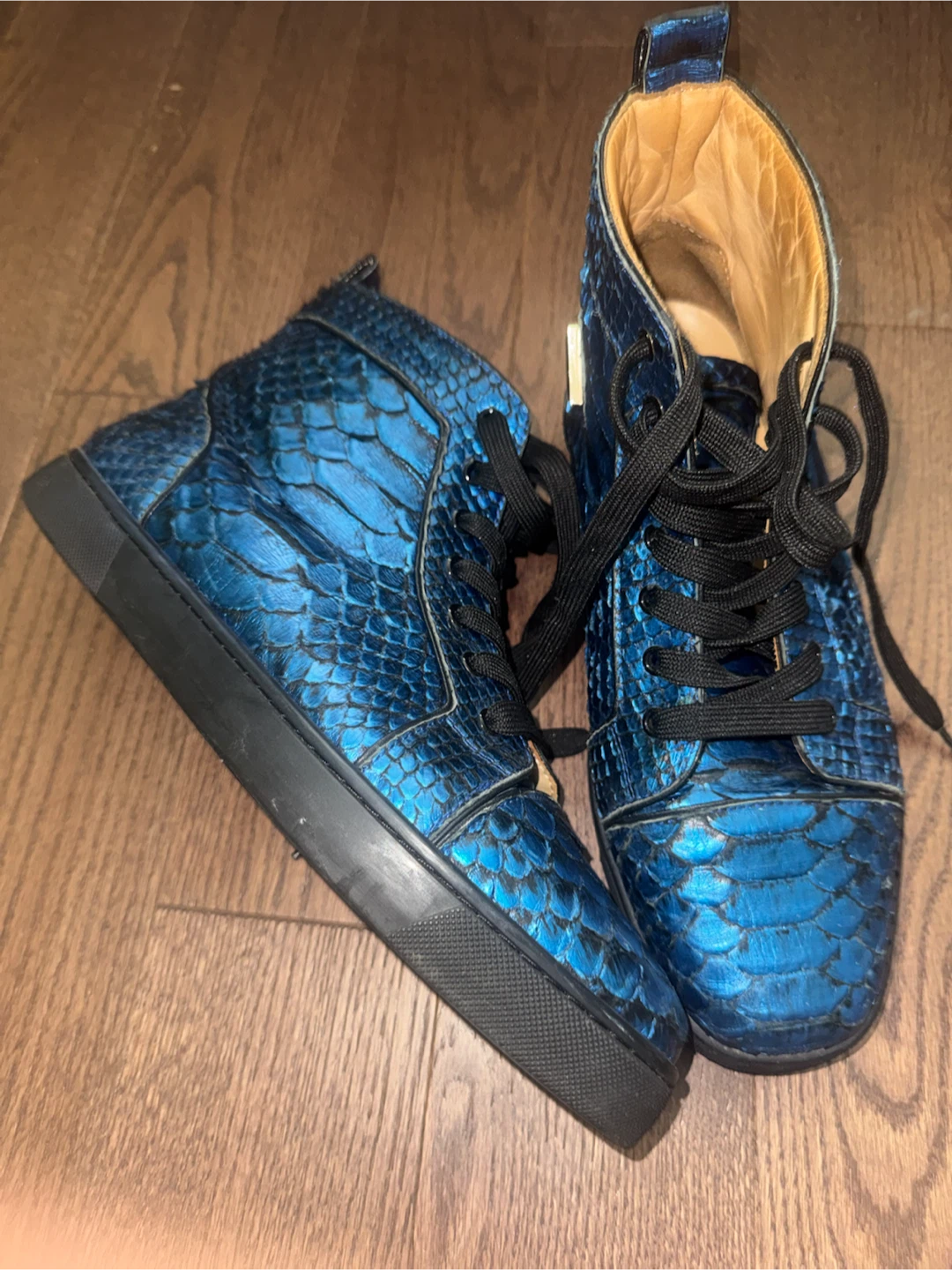 Christian Louboutin Blue Python High Top Sneakers Size 41 - photo 2