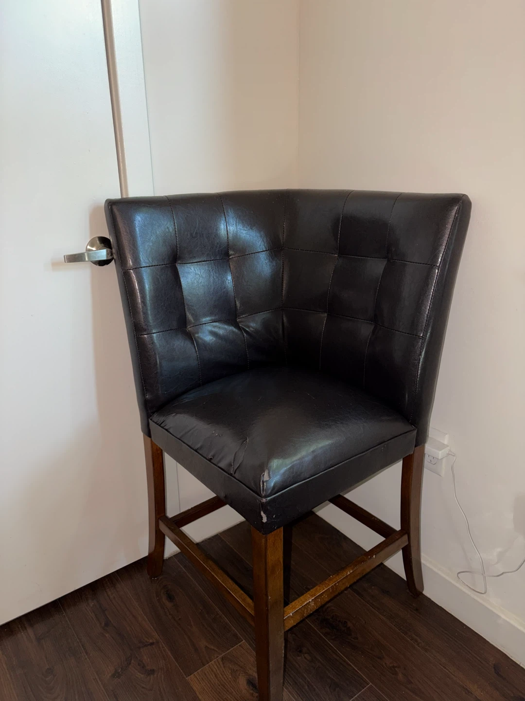 Black Faux Leather corner chair