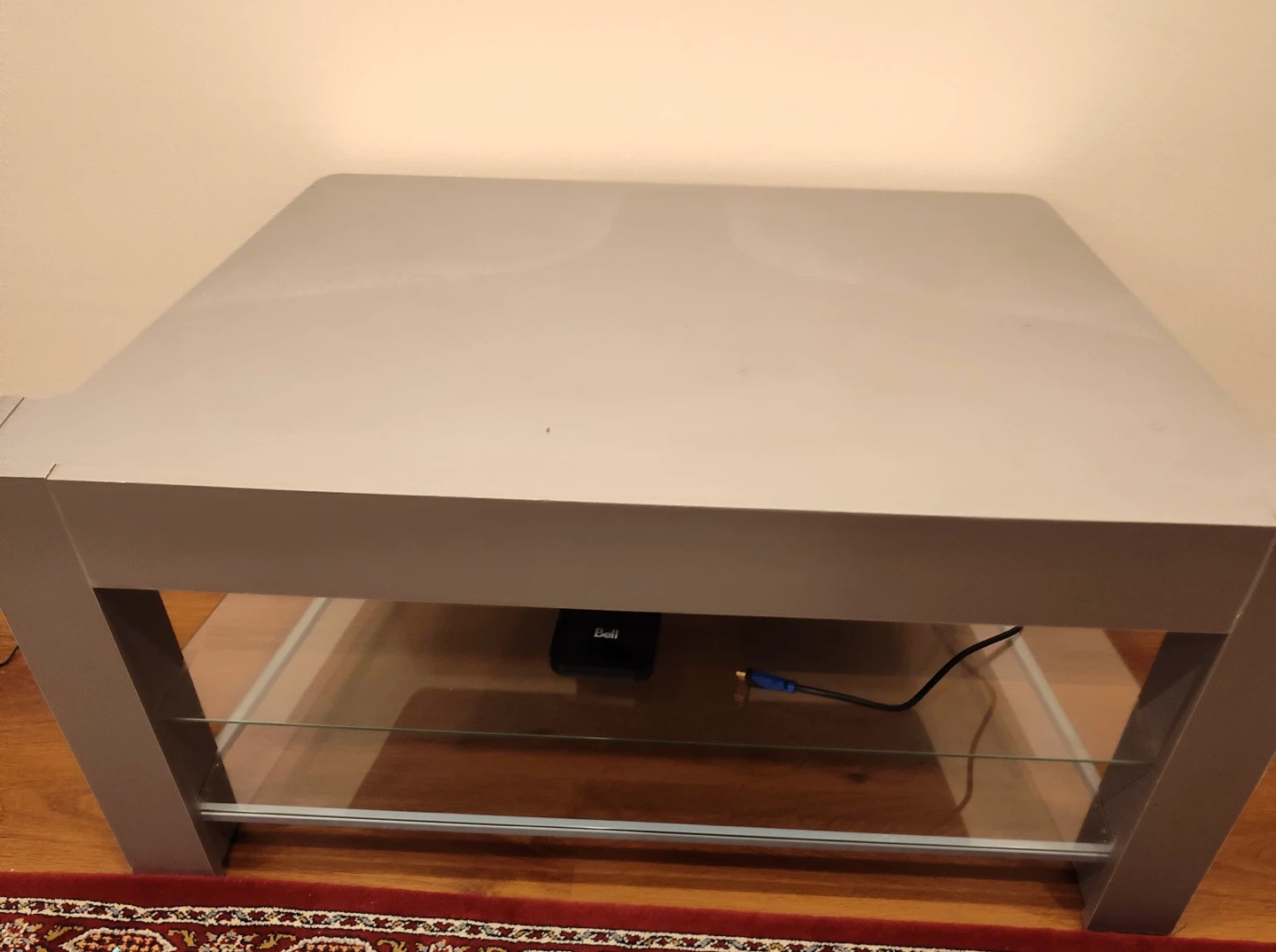Gray TV Stand with Glass Shelf - photo 2