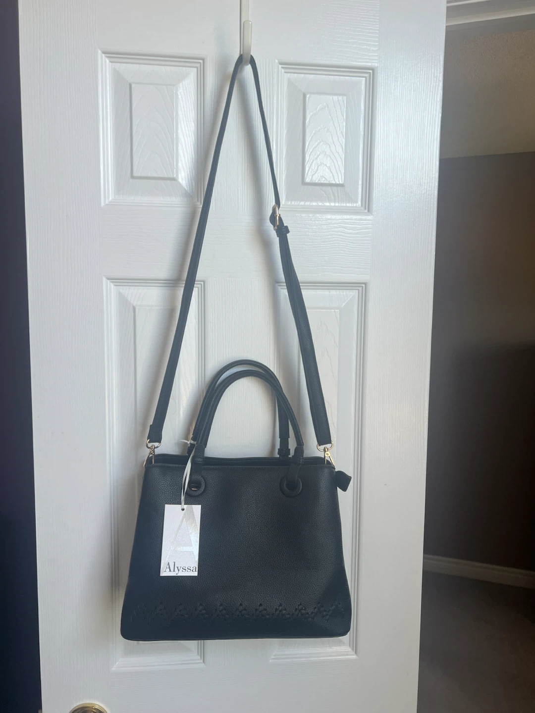 BNWT Alyssa Black Faux Leather Top Handle Bag - photo 3