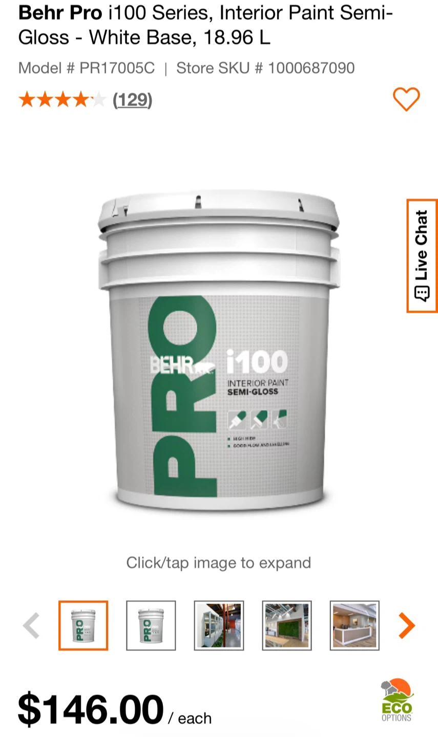 Behr Pro i100 Semi-Gloss Interior Paint - White Base, 18.93 L - photo 3