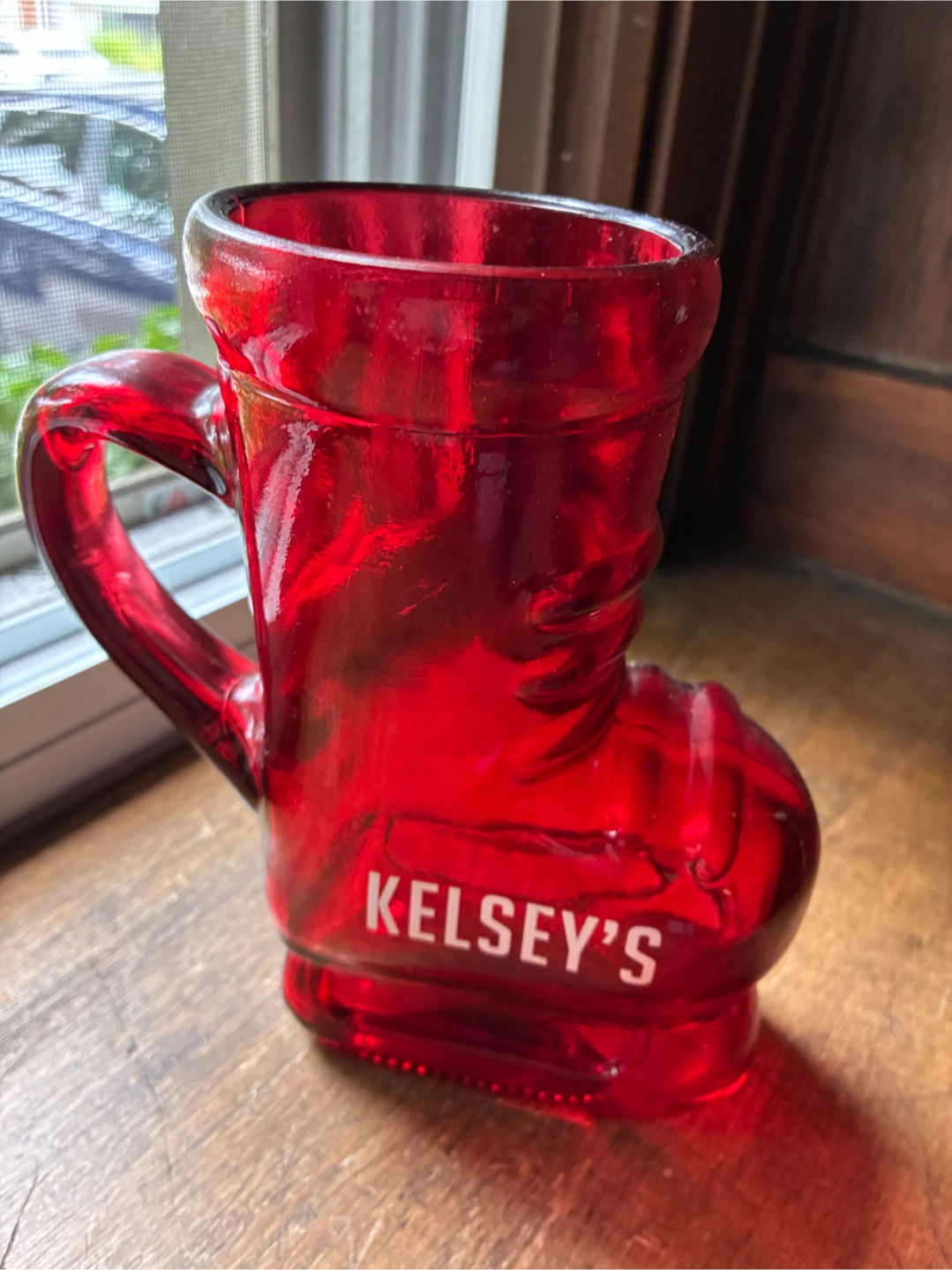 Vintage Red Glass Hockey Skate Mug - Molson Beer Man Cave Bar