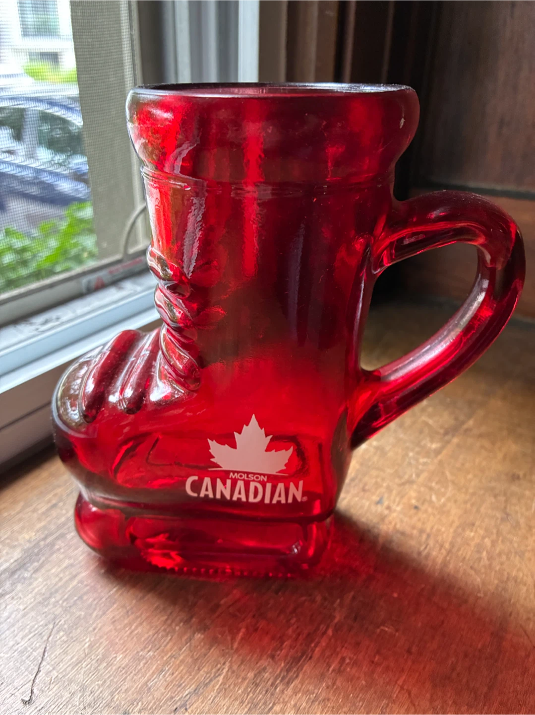 Vintage Red Glass Hockey Skate Mug - Molson Beer Man Cave Bar - photo 2