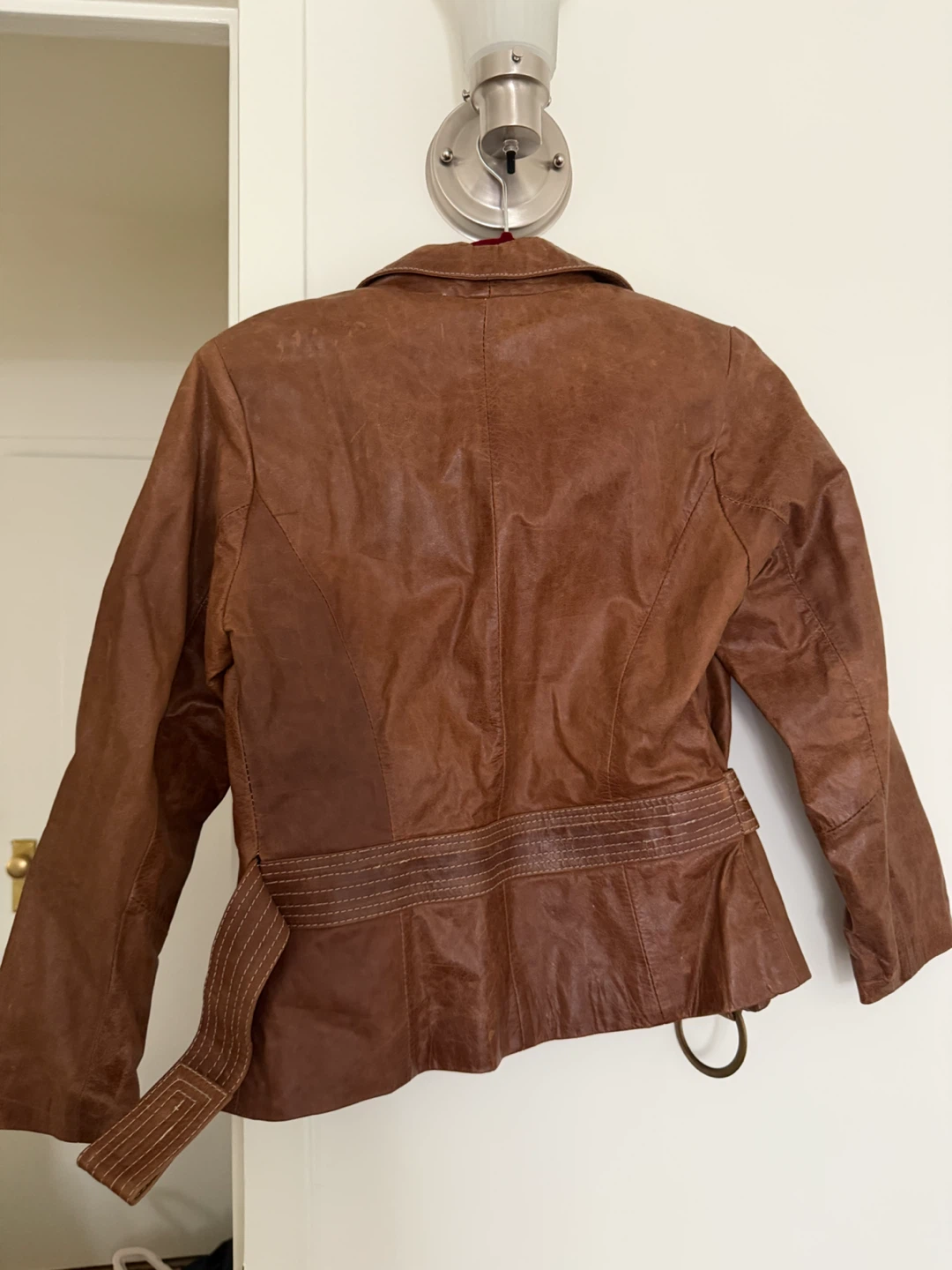 Argentine Brown Leather Jacket with Belt - photo 2
