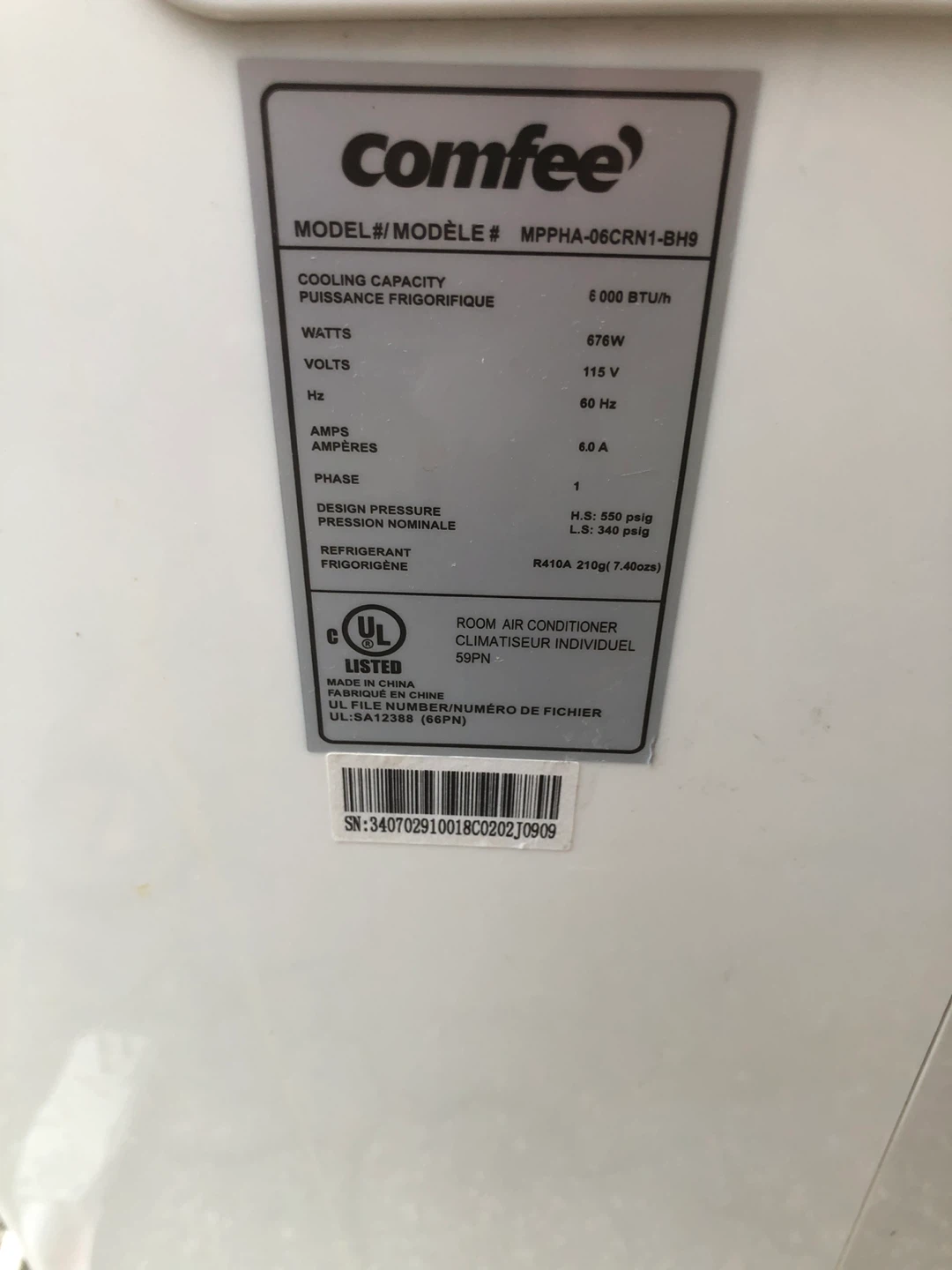 Comfee 6000 BTU Portable Air Conditioner - photo 2