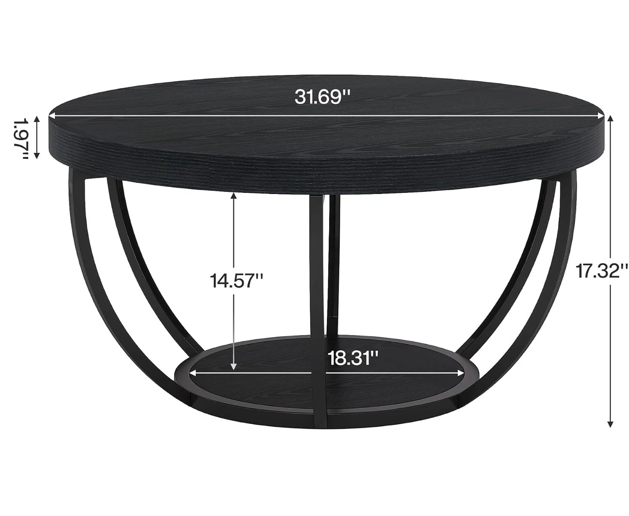 Black Round Coffee Table - photo 3