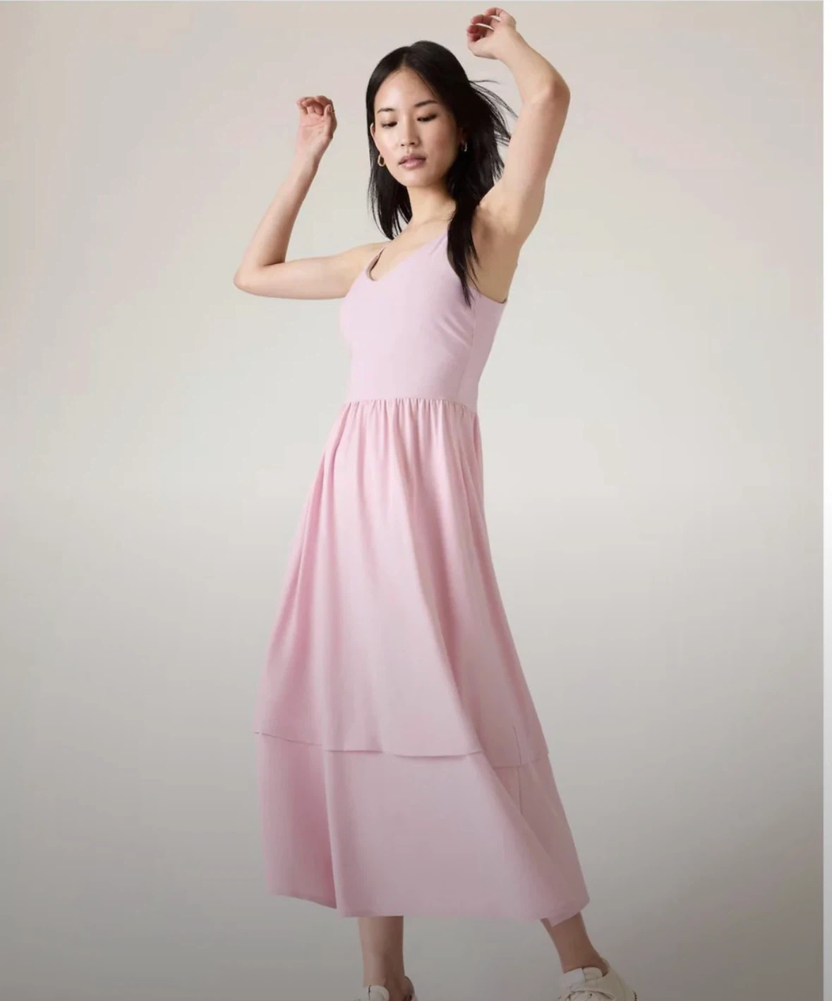 Athleta Pink Midi Dress large summer SPF pockets dress