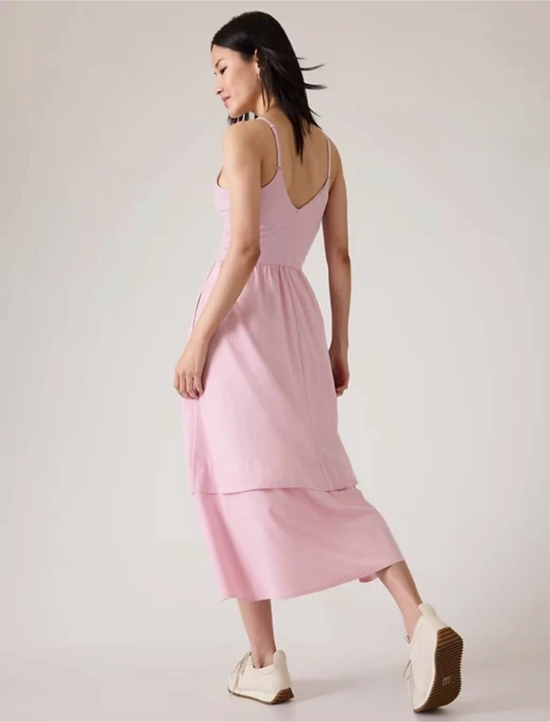 Athleta Pink Midi Dress large summer SPF pockets dress - photo 2