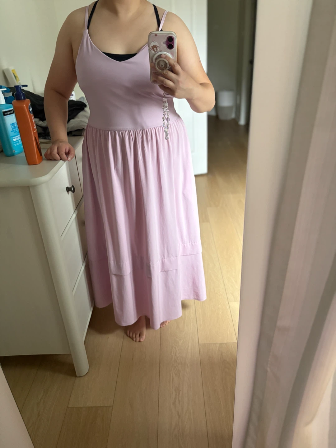 Athleta Pink Midi Dress large summer SPF pockets dress - photo 3
