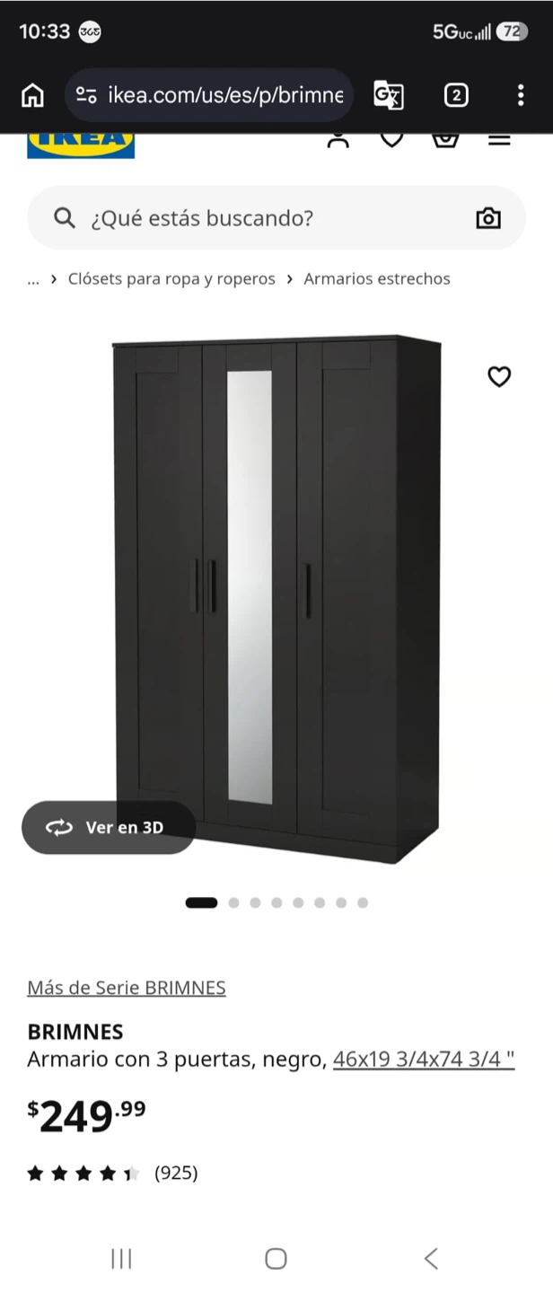 IKEA BRIMNES Wardrobe with 3 Doors, Black - photo 4
