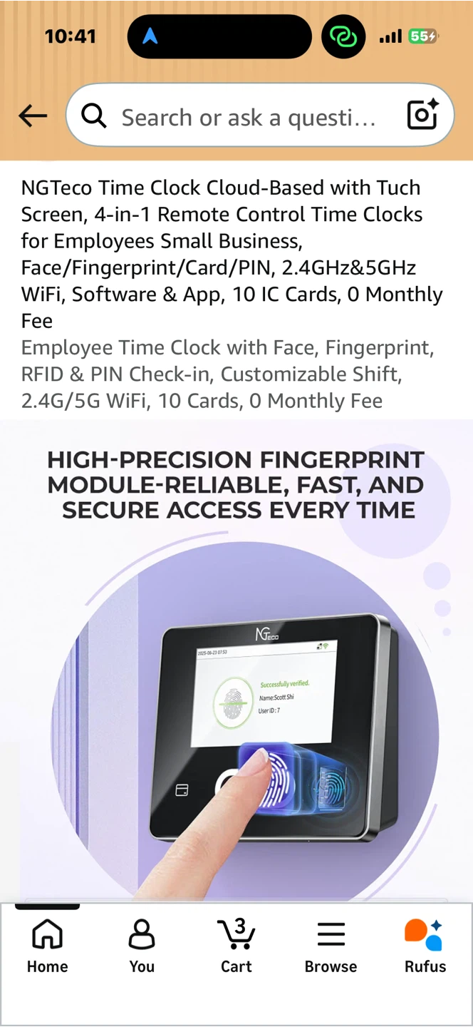 NGTeco Time Clock with Touch Screen - Face, Fingerprint, Card - photo 5