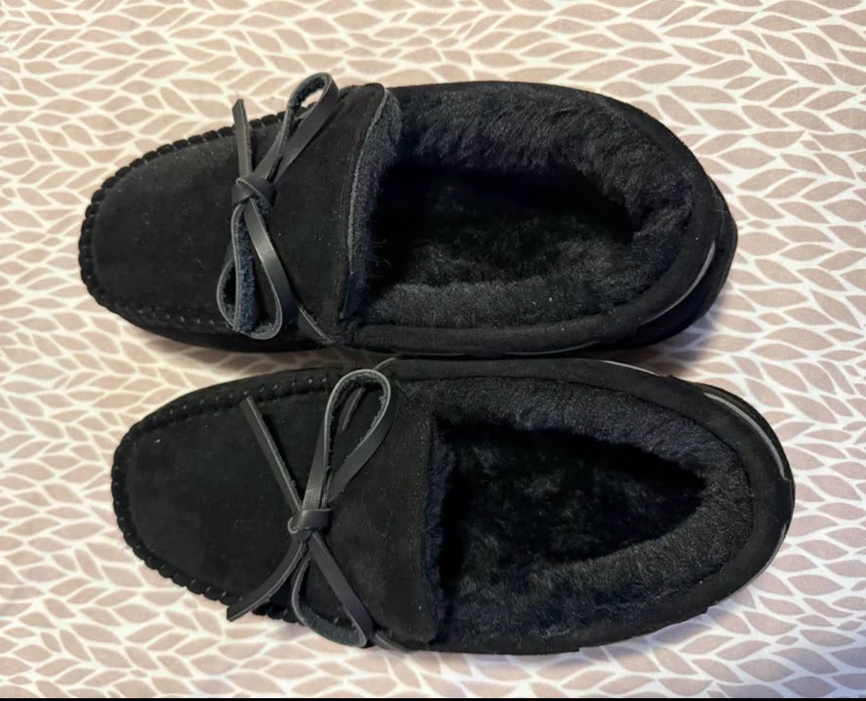 Harlow Black Suede Moccasin Slippers