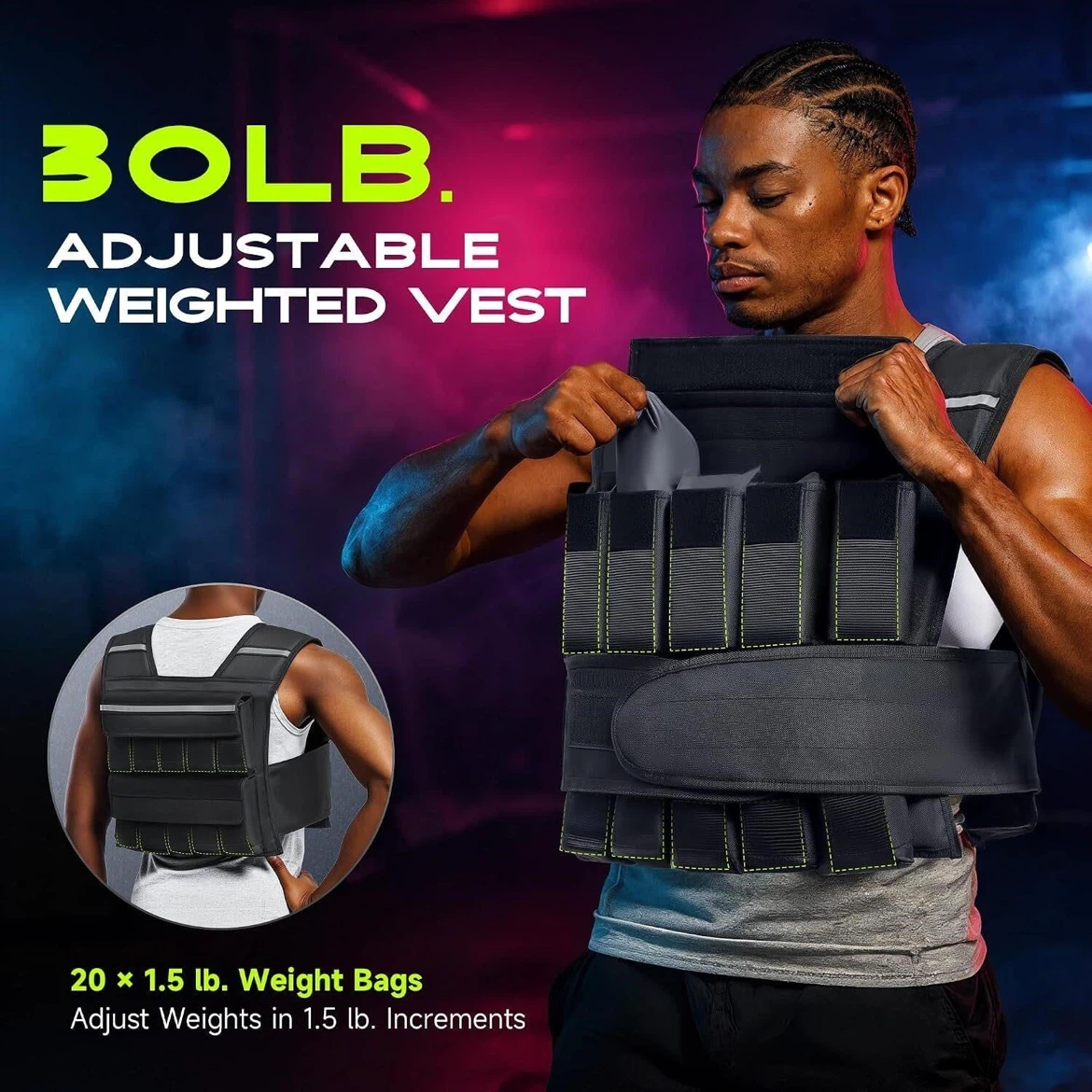 LIVEET 20LB Adjustable Weighted Vest - photo 2