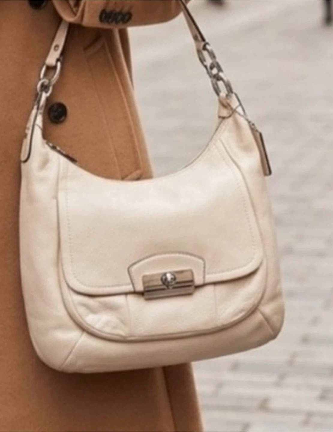 Coach Leather Hobo Bag - Cream