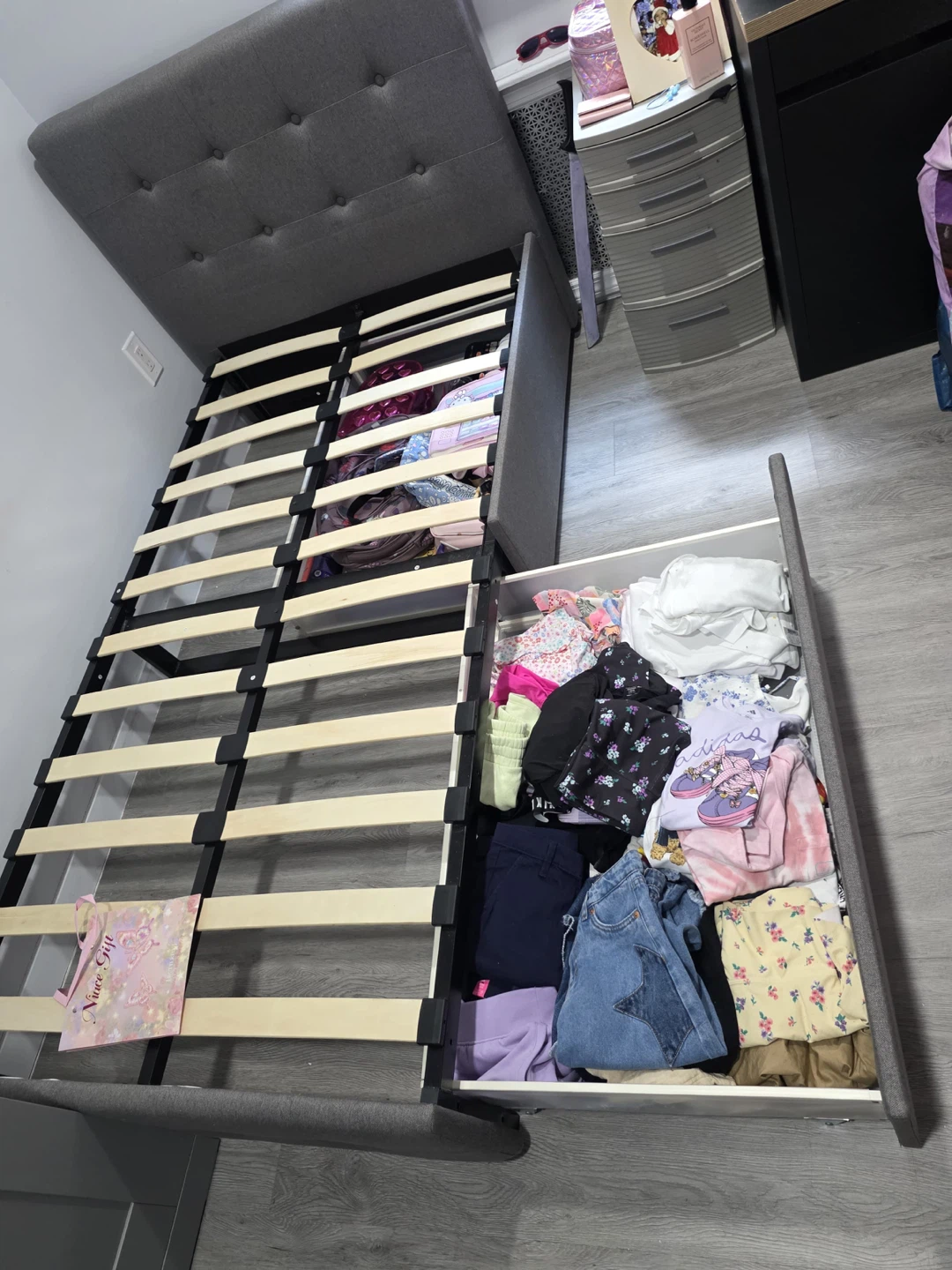 Tufted Upholstered Bed Frame with Storage Drawers
