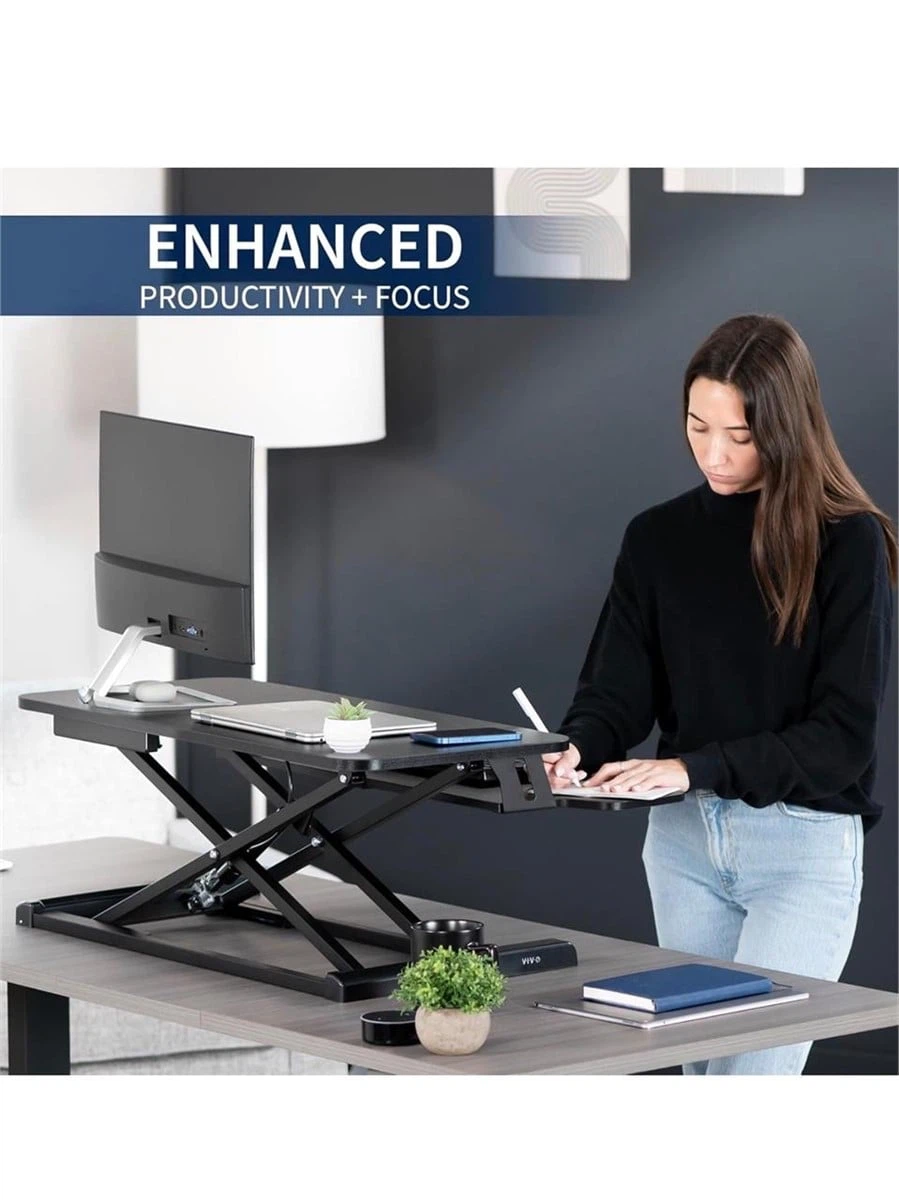 VIVO Height Adjustable Standing Desk Converter Black - photo 3