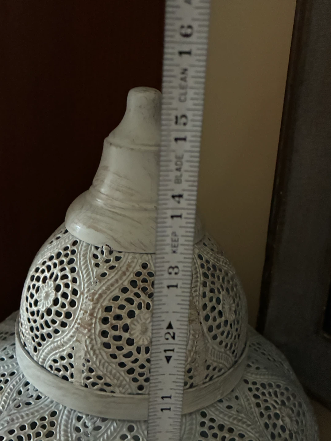 Moroccan Boho Pierced Metal Table Lamp Lantern 16” - photo 5