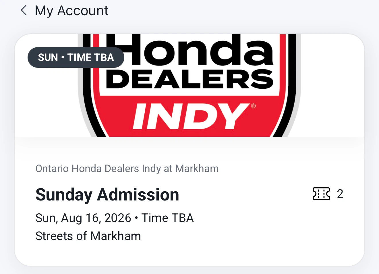 Markham Indy “silver” grandstand tickets - photo 2