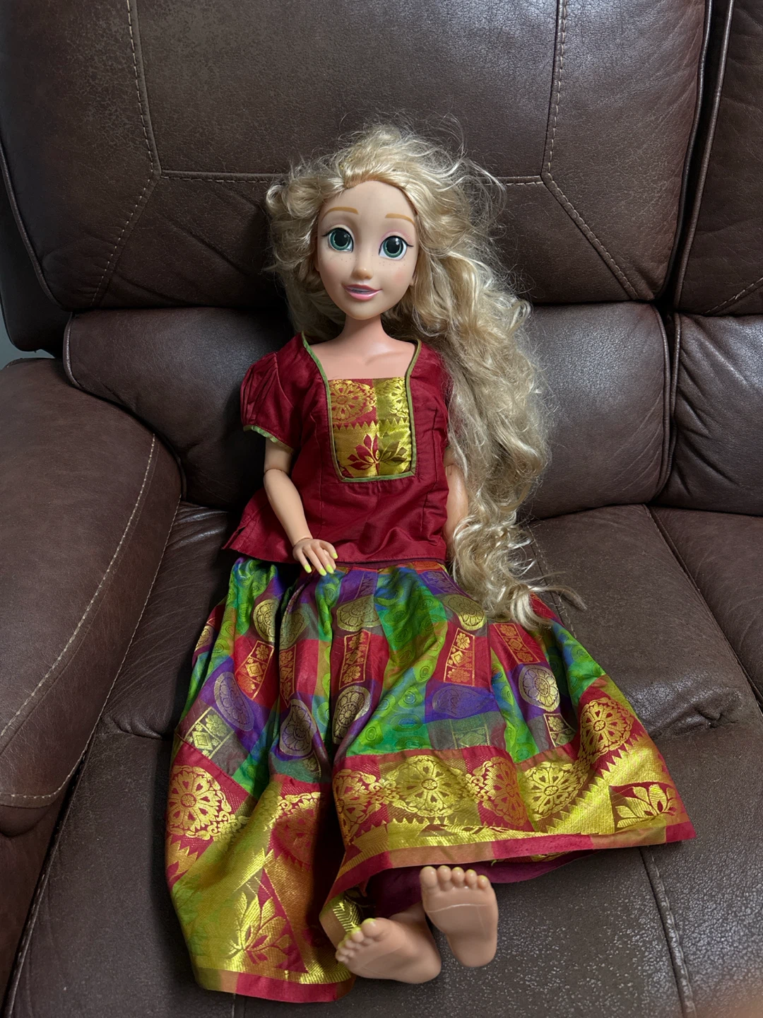 Large Blonde Doll in Indian Style Outfit