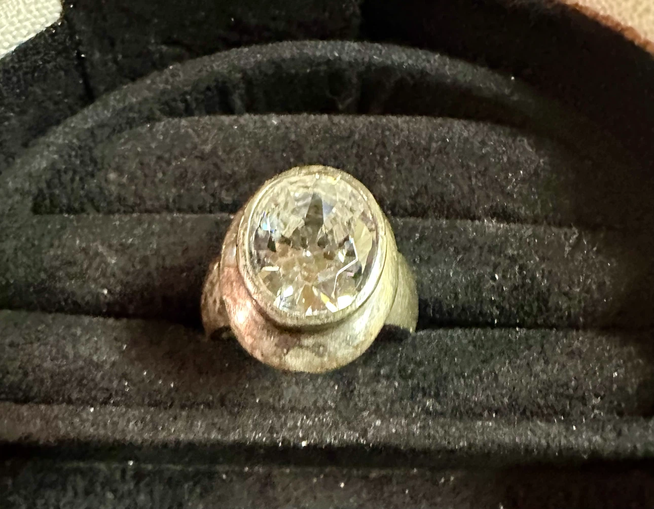 Silver-toned Ring with Clear Stone