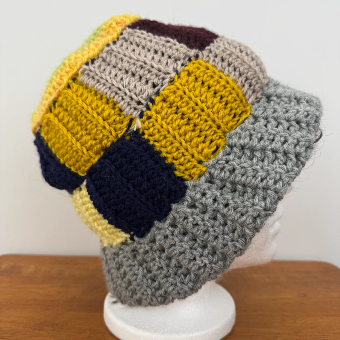 Hand-Crocheted Patchwork Bucket Hat - photo 2