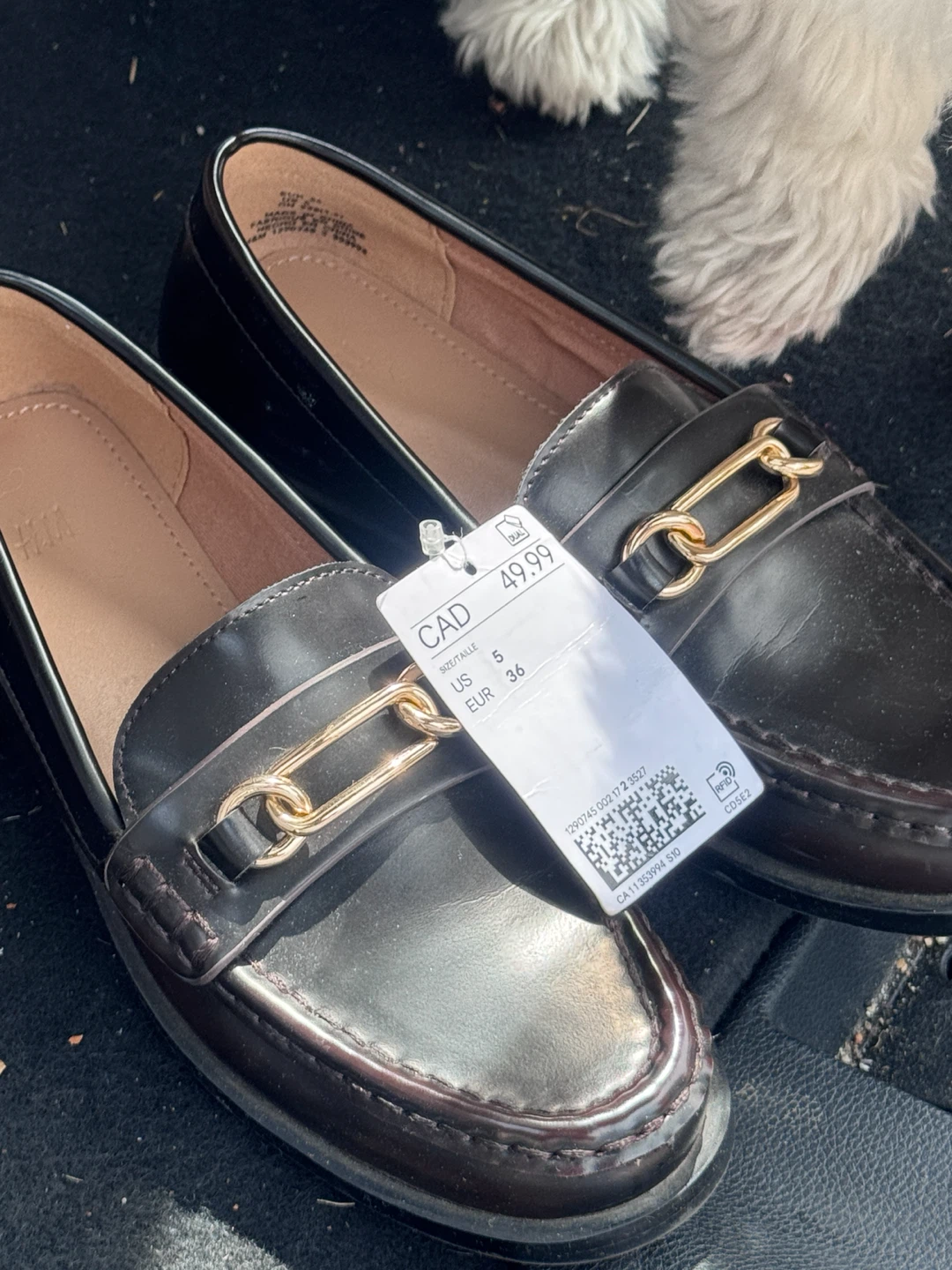 H&M Black Loafers with Gold Buckle - Size 5 - photo 2