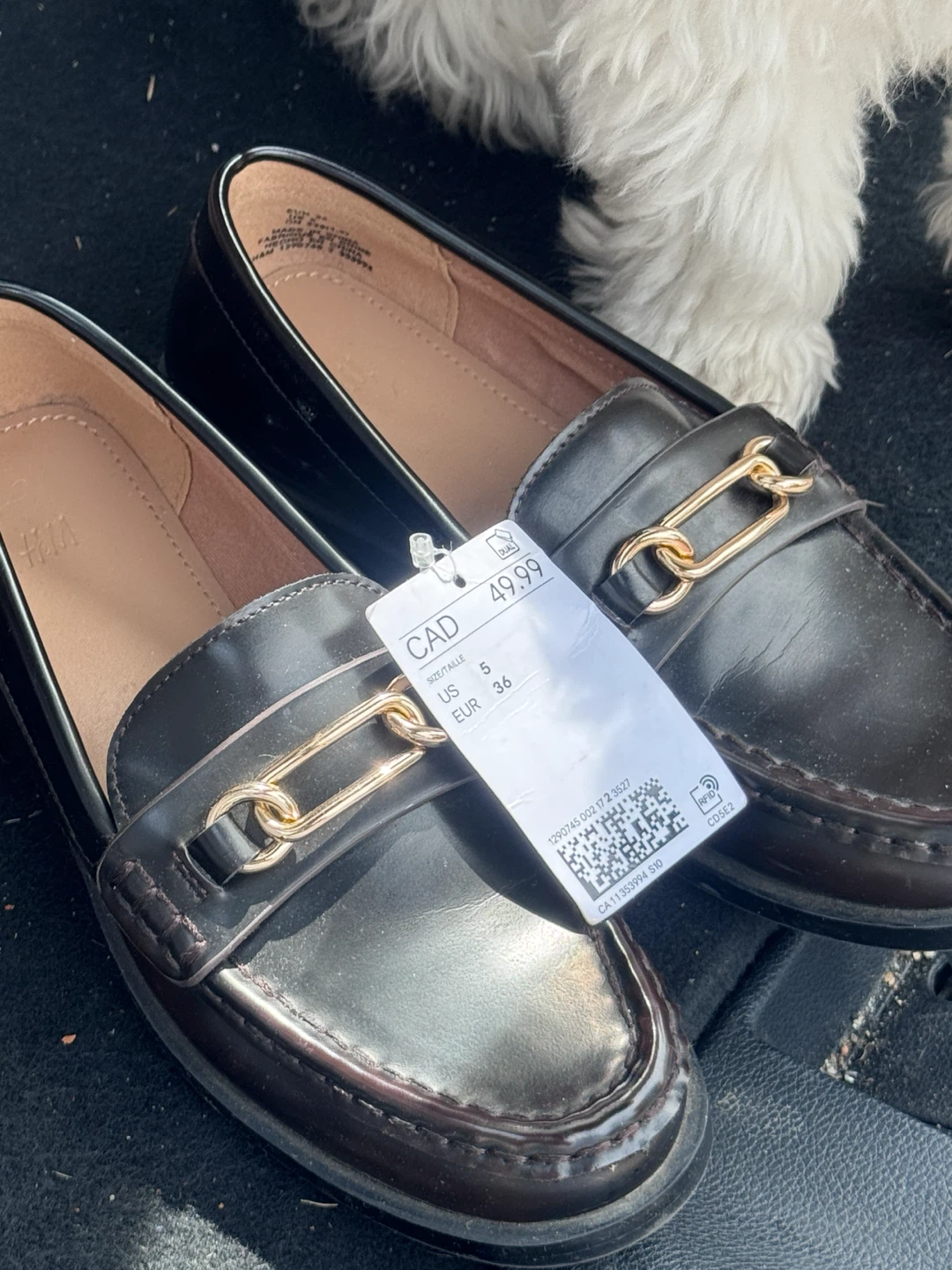 H&M Black Loafers with Gold Buckle - Size 5 - photo 3