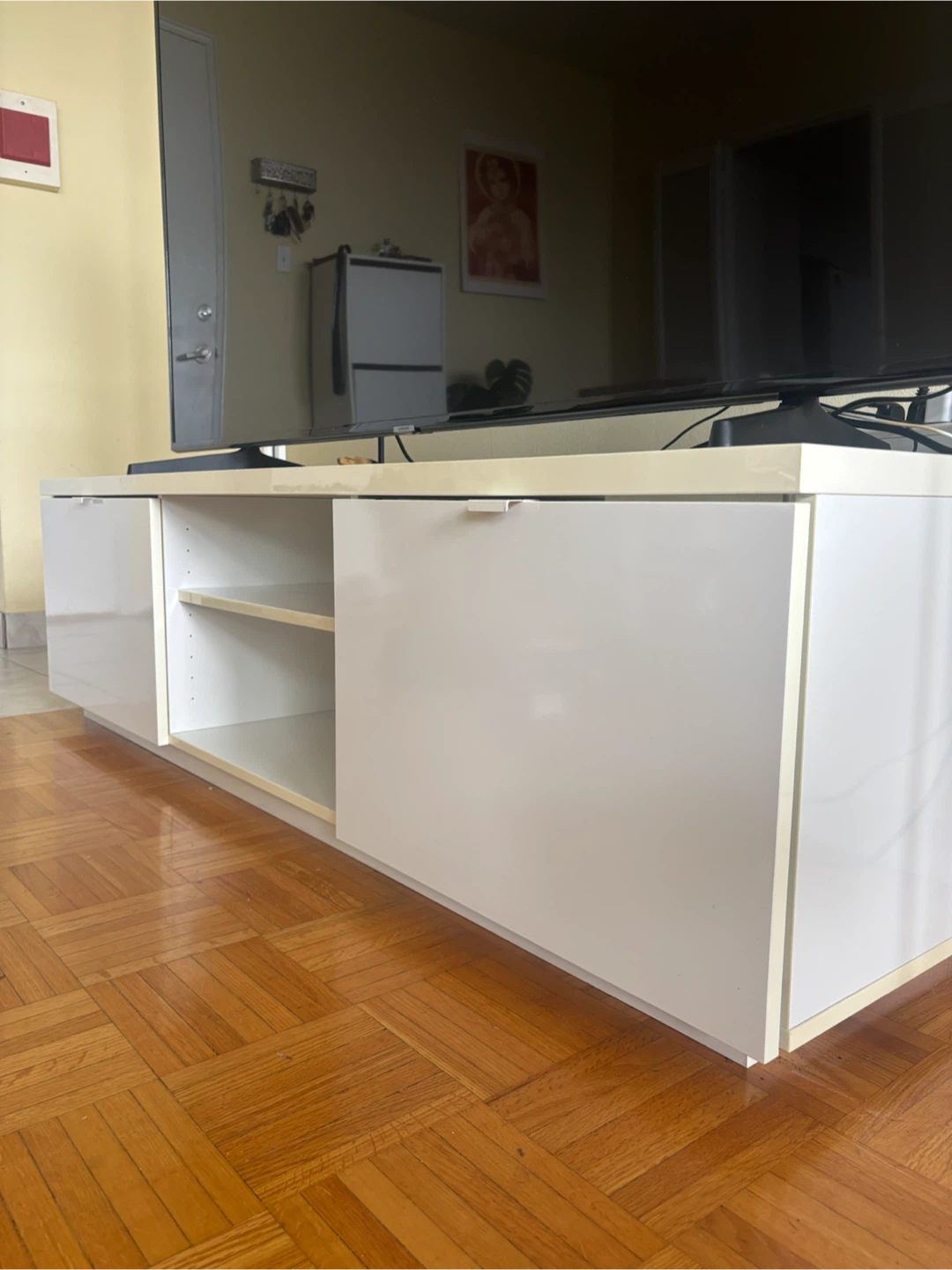 White TV Stand with Storage
