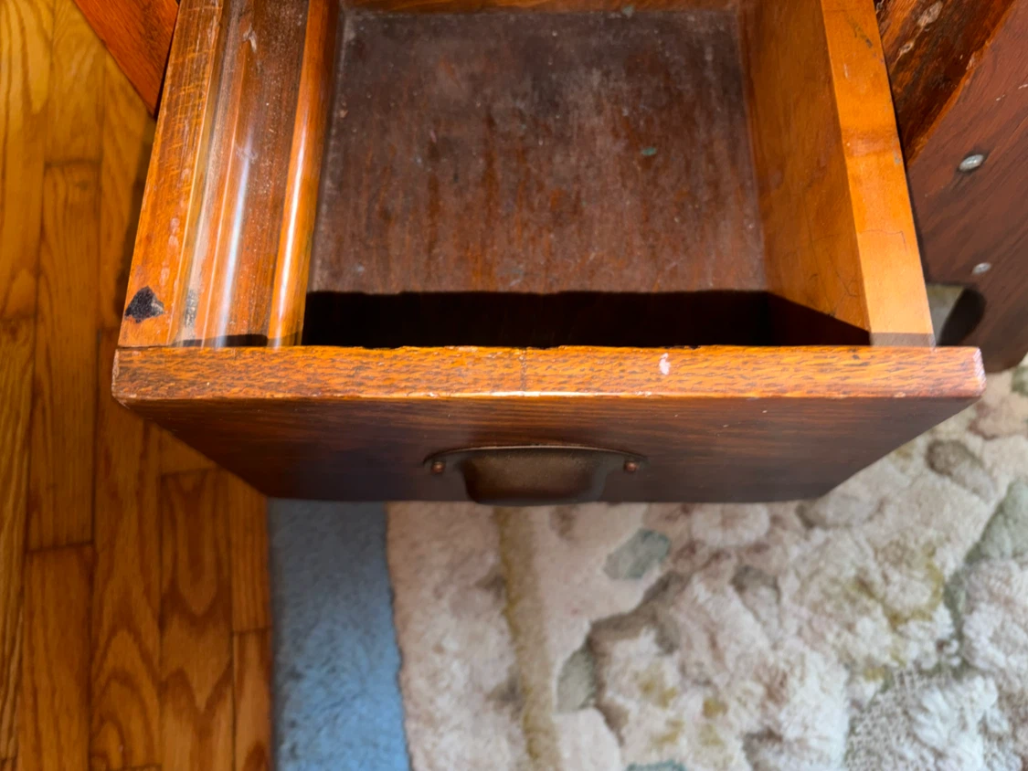 Antique Wooden School Desk with Drawer - photo 3